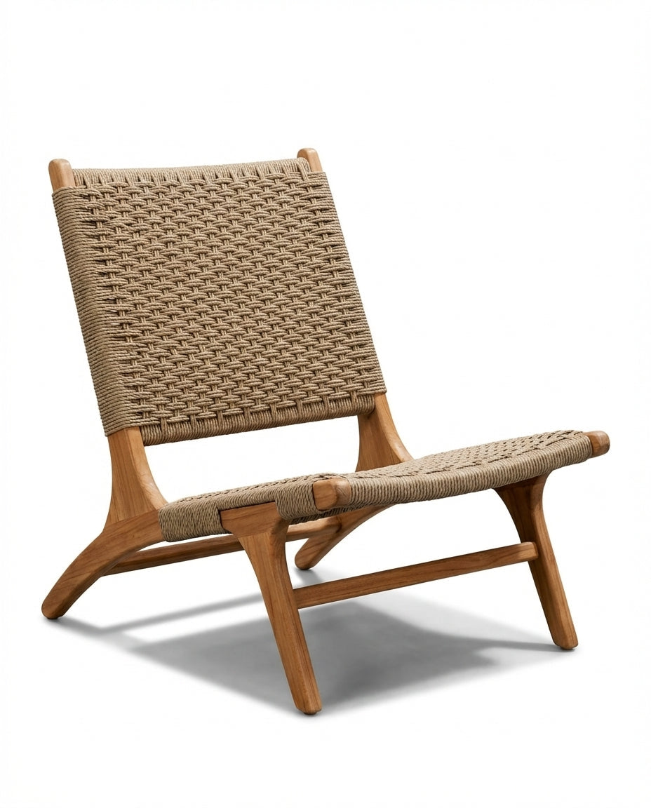 Mallorca Dark Wood Outdoor Chair With Beige Cane Back