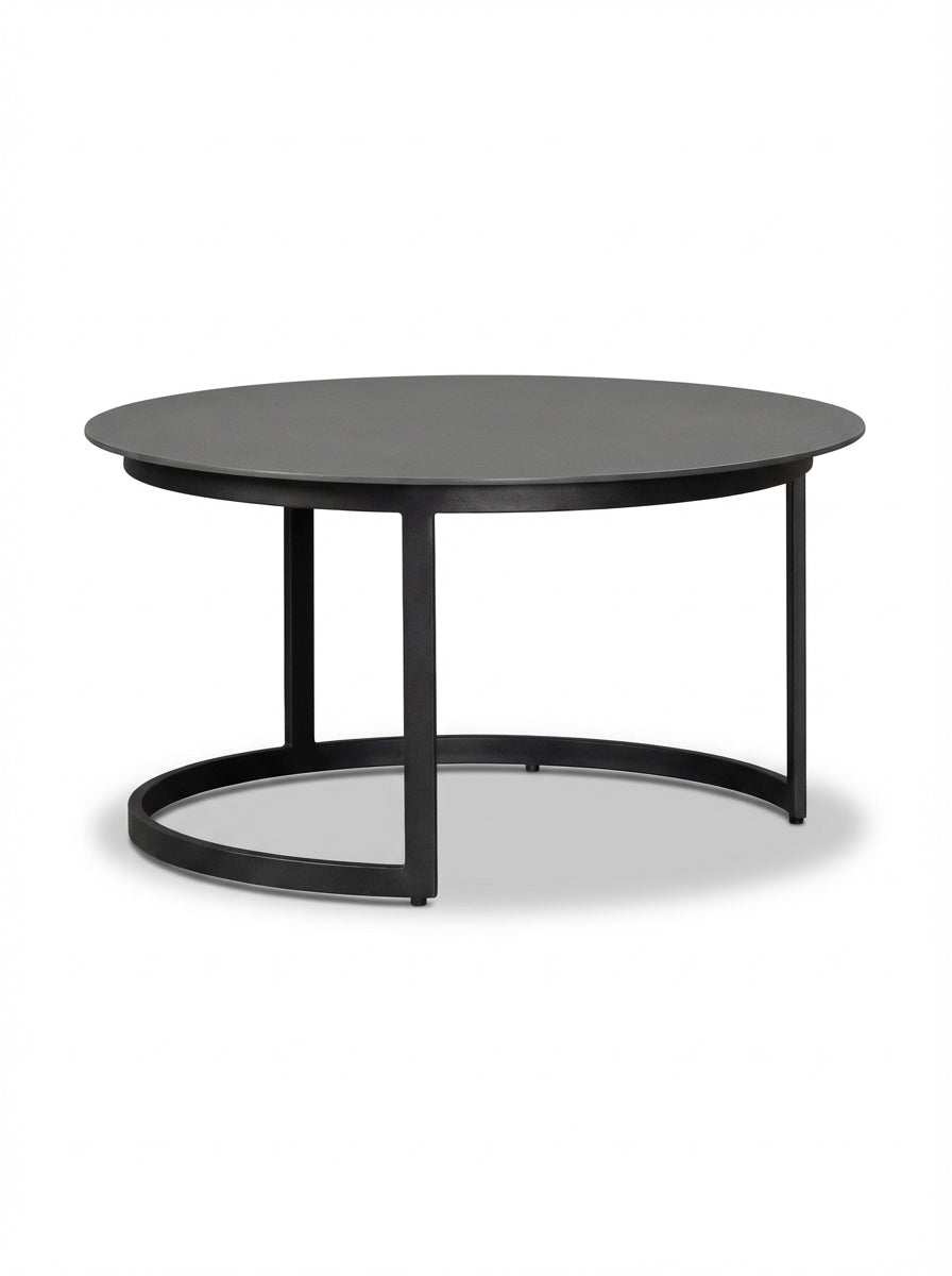 Marseille Black Outdoor Small Coffee Table with Dark Grey Top