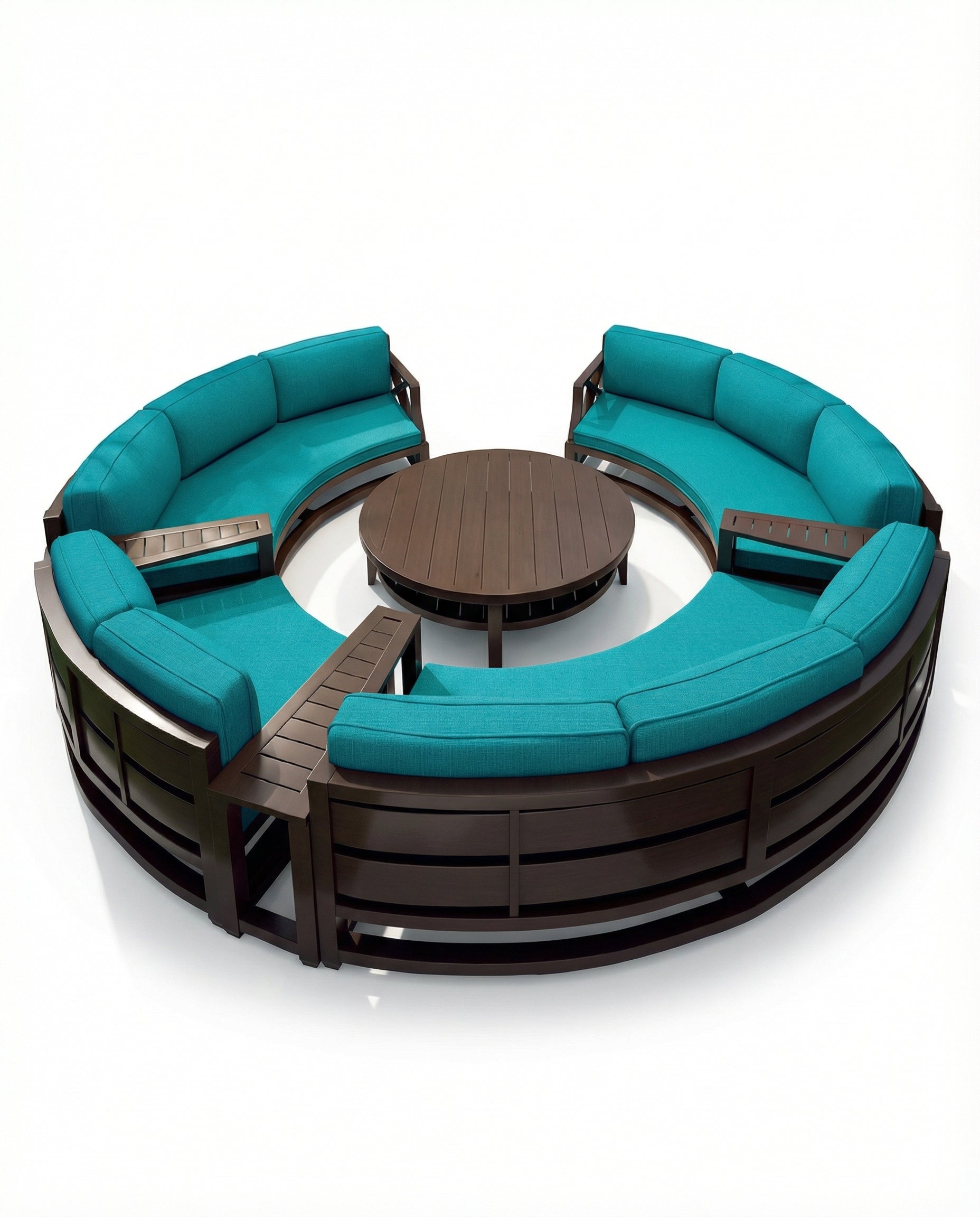 Melrose Brown Frame & RAF_LAF & Armless Sofa Set With Coffee Table