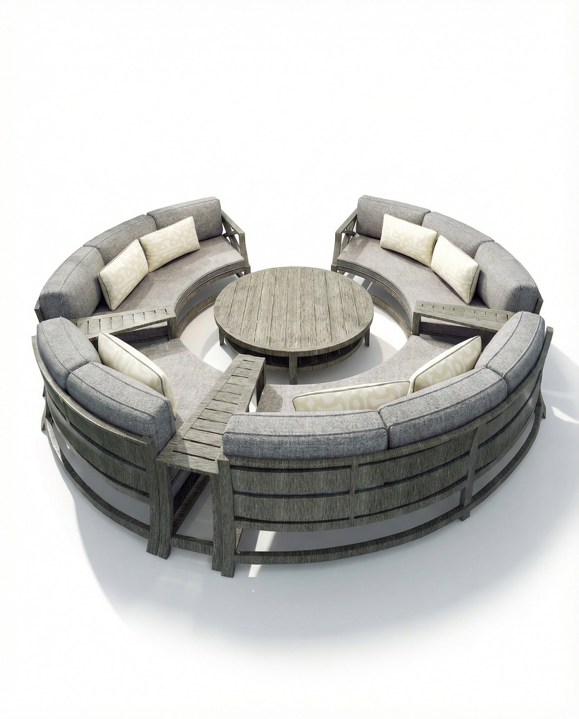 Melrose Grey RAF_LAF & Armless Sofa Set With Coffee Table