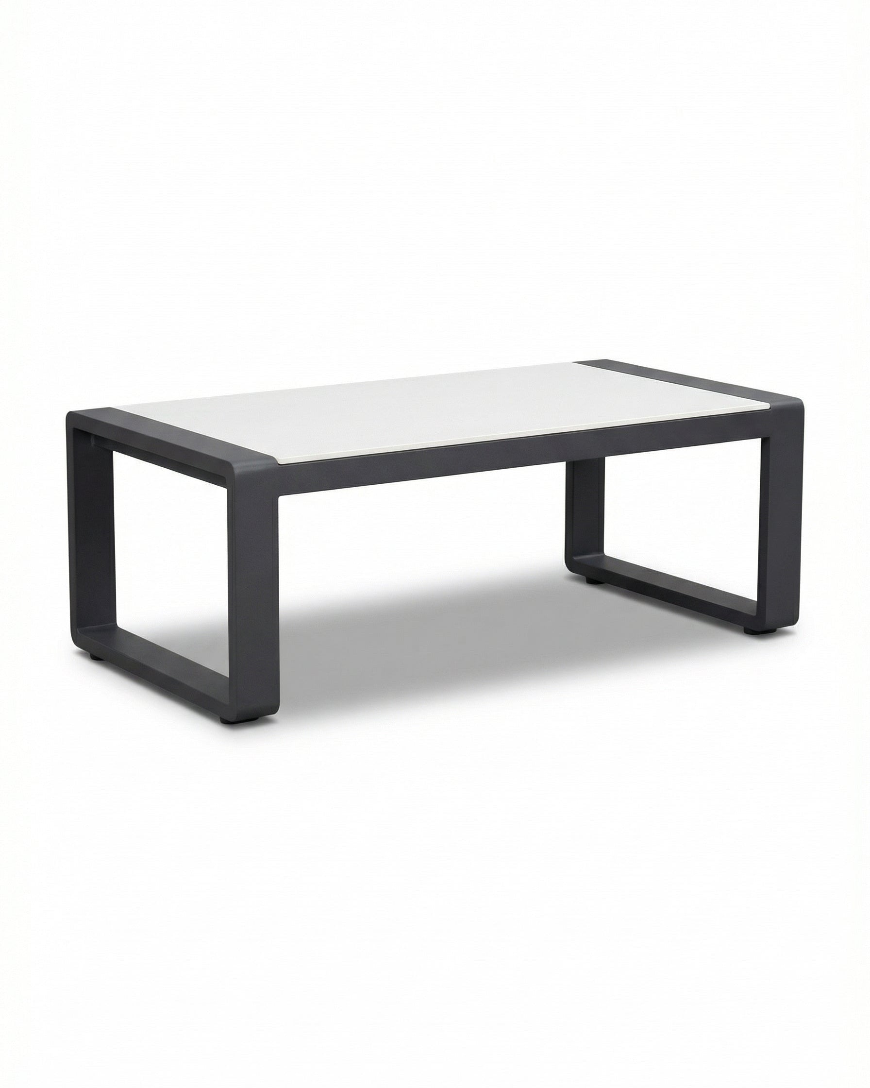 Miami Black Outdoor Coffee Table with Off-White Top