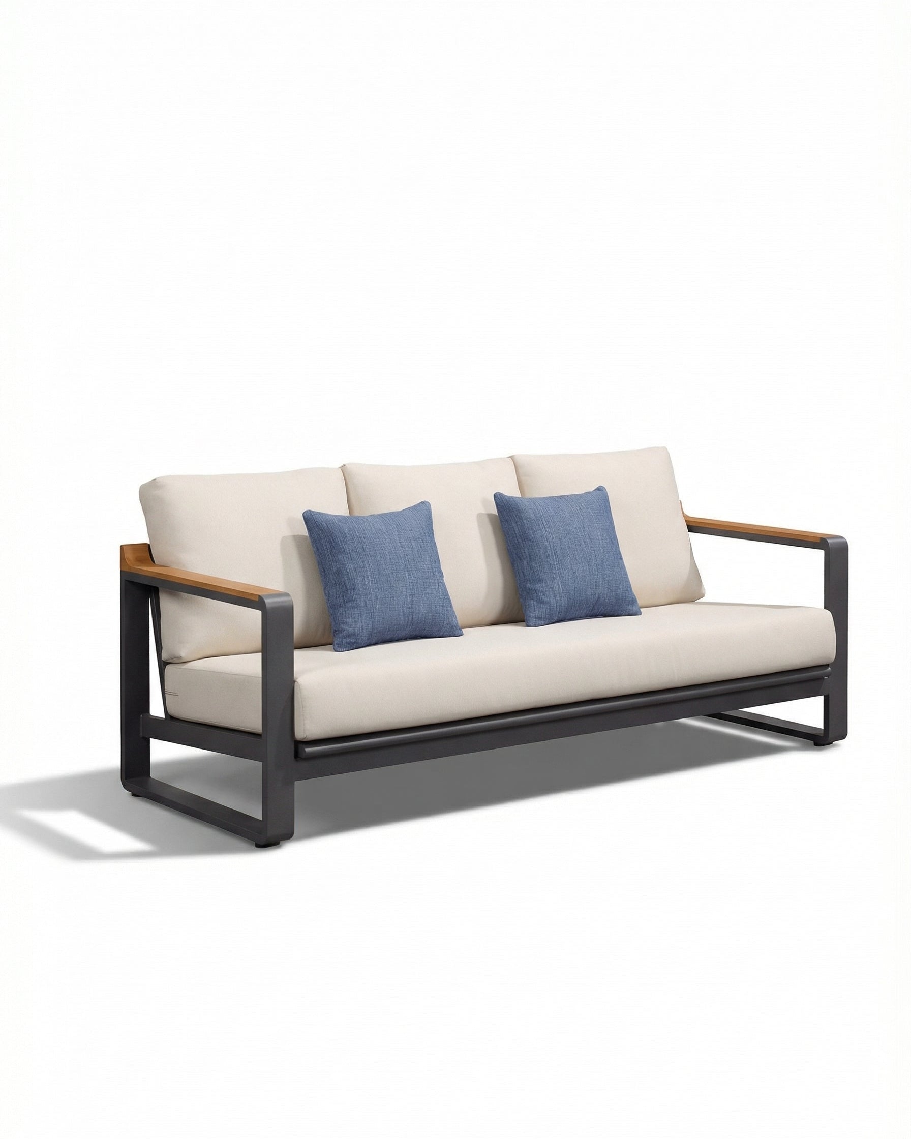 Miami Black Outdoor Sofa with Off-White Cushion