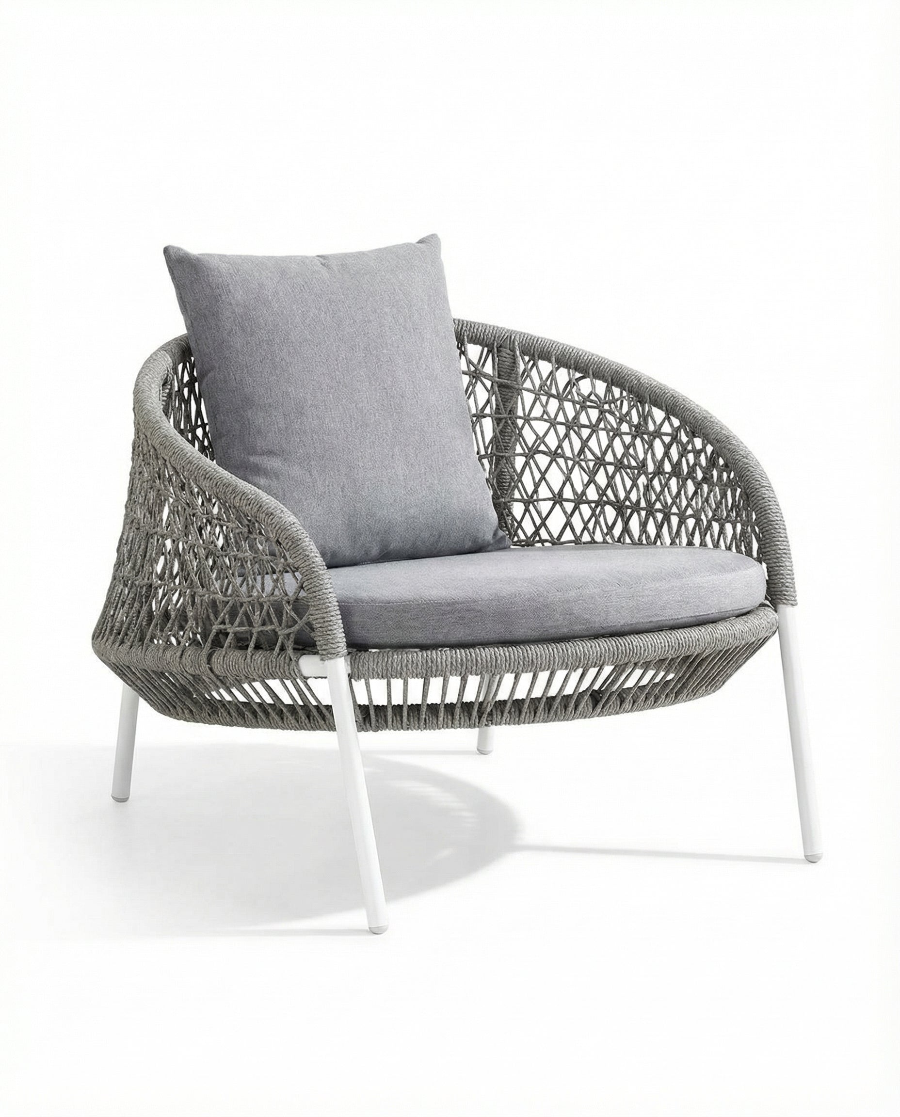Moscow White Outdoor Lounge Chair with Light Grey Cushion