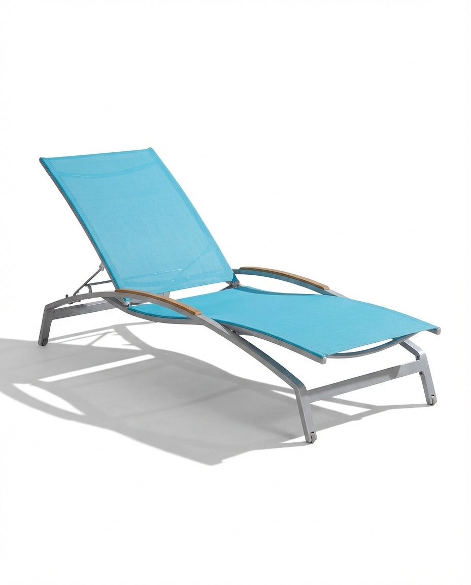 Osis Blue Outdoor Sunbed With Metal Frame