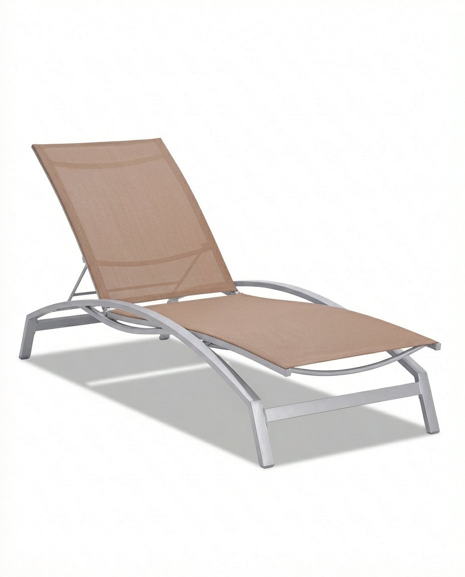 Osis Light Brown Outdoor Sunbed With Light Grey Metal Legs