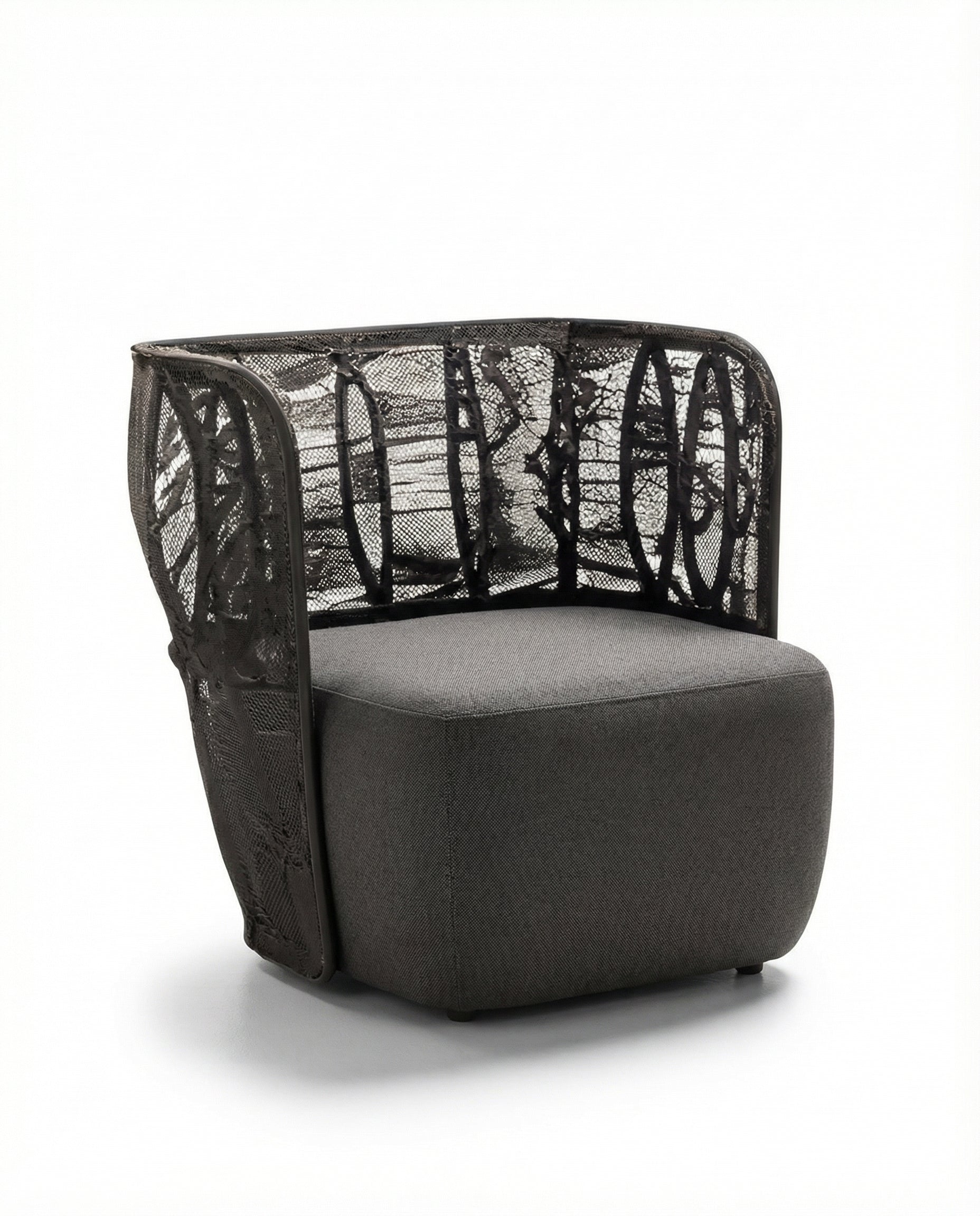 Oviedo Dark Wood Outdoor Lounge Chair with Grey Seat Cushion