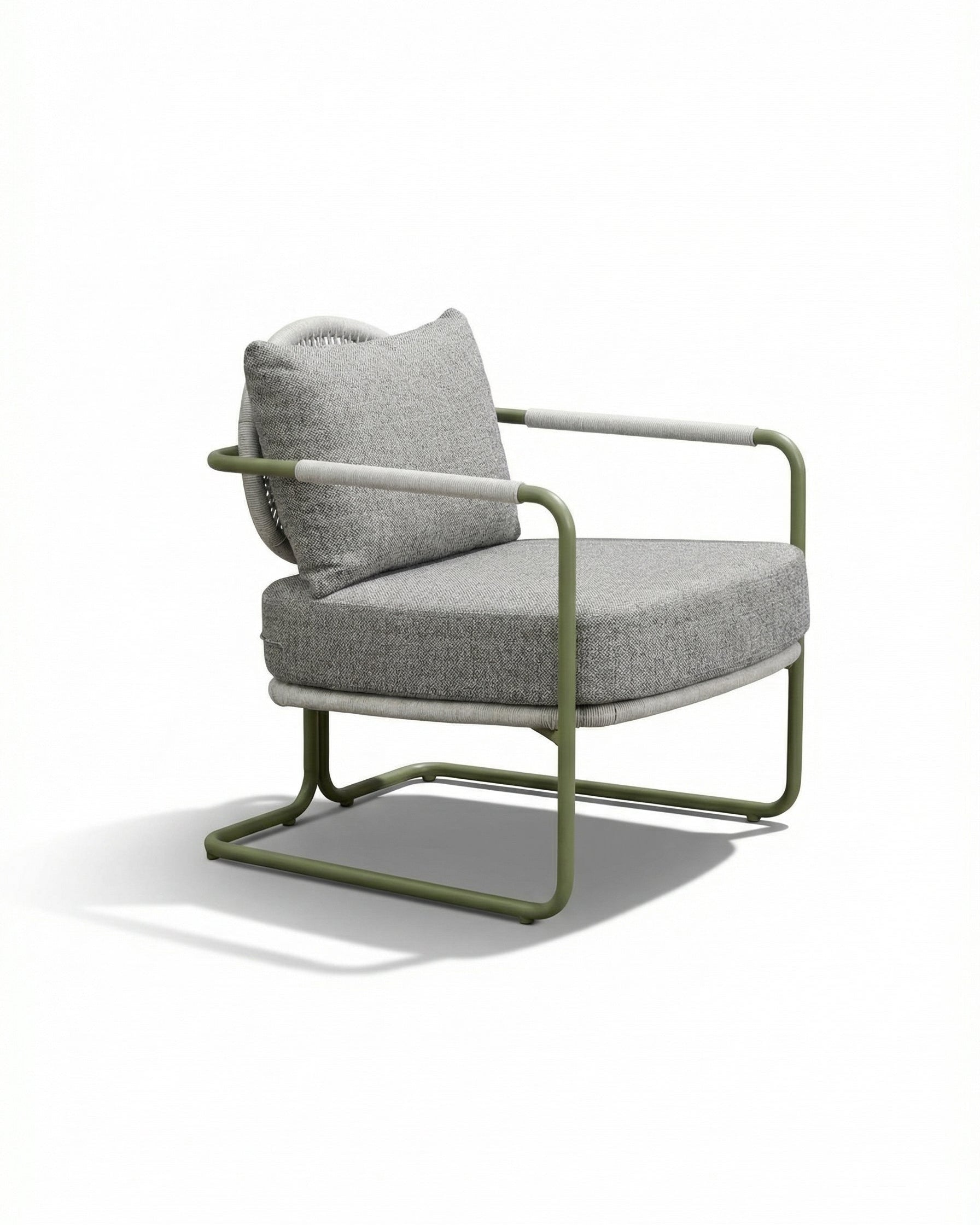 Palermo Dark Olive Outdoor Lounge Chair with Grey Cushion