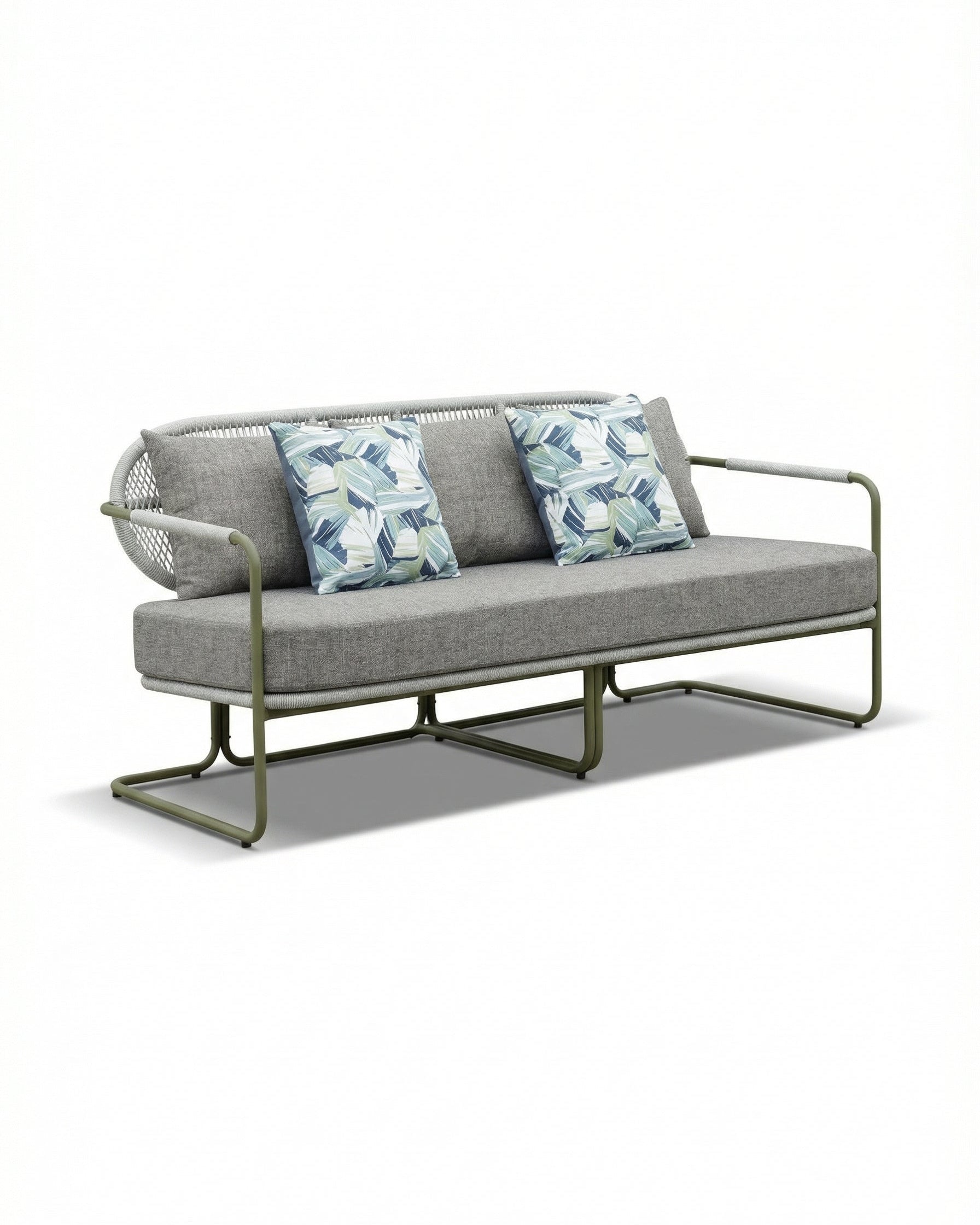 Palermo Dark Olive Outdoor Lounge Sofa with Grey Cushion