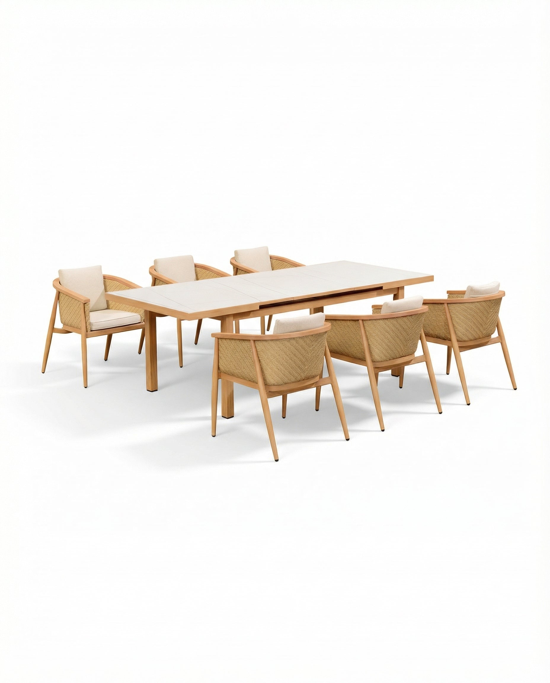 Paradise Natural Wood Outdoor Dining Chair With Dining Table