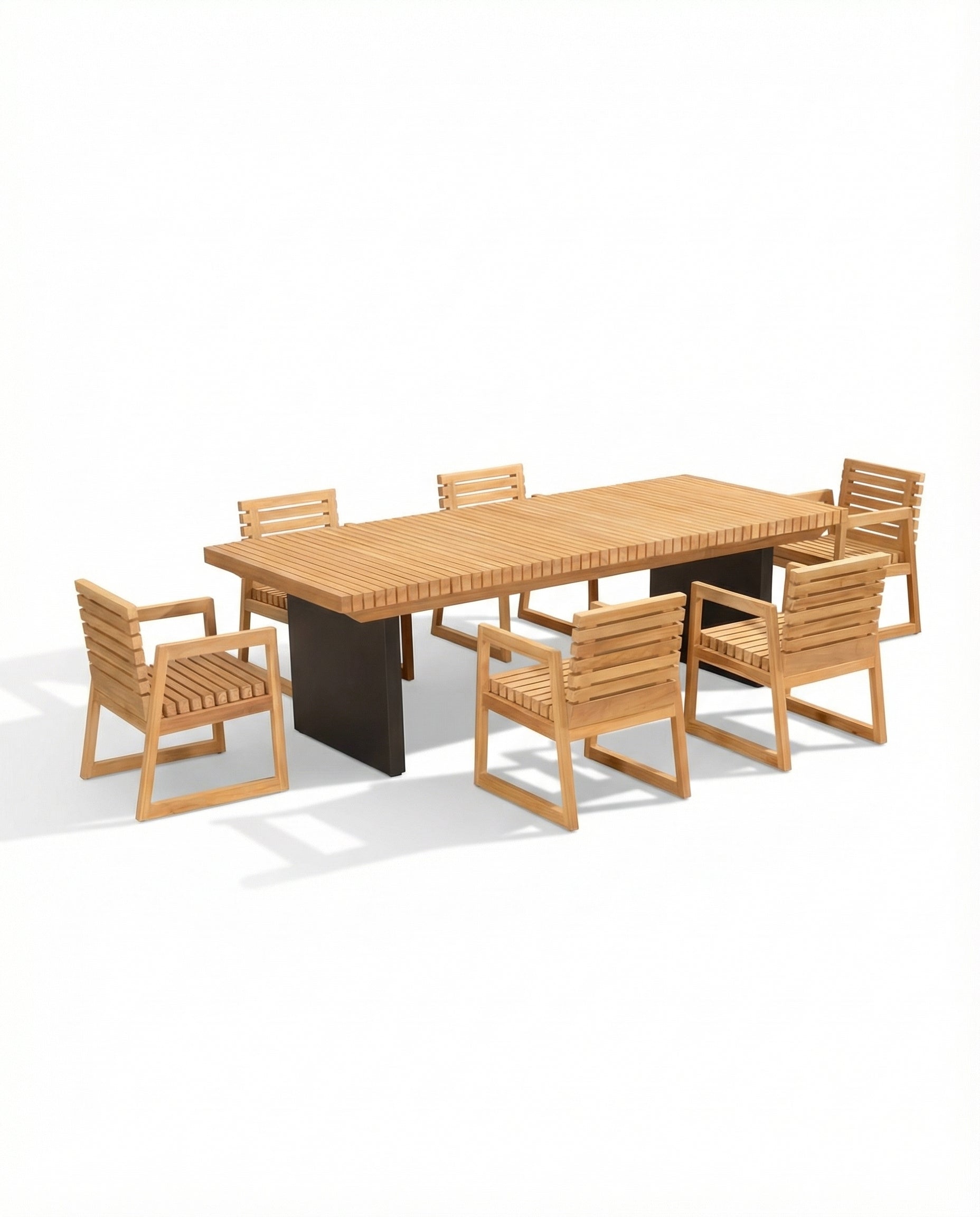 Philadelphia Natural Wood Outdoor Dining Chair With Dining Table
