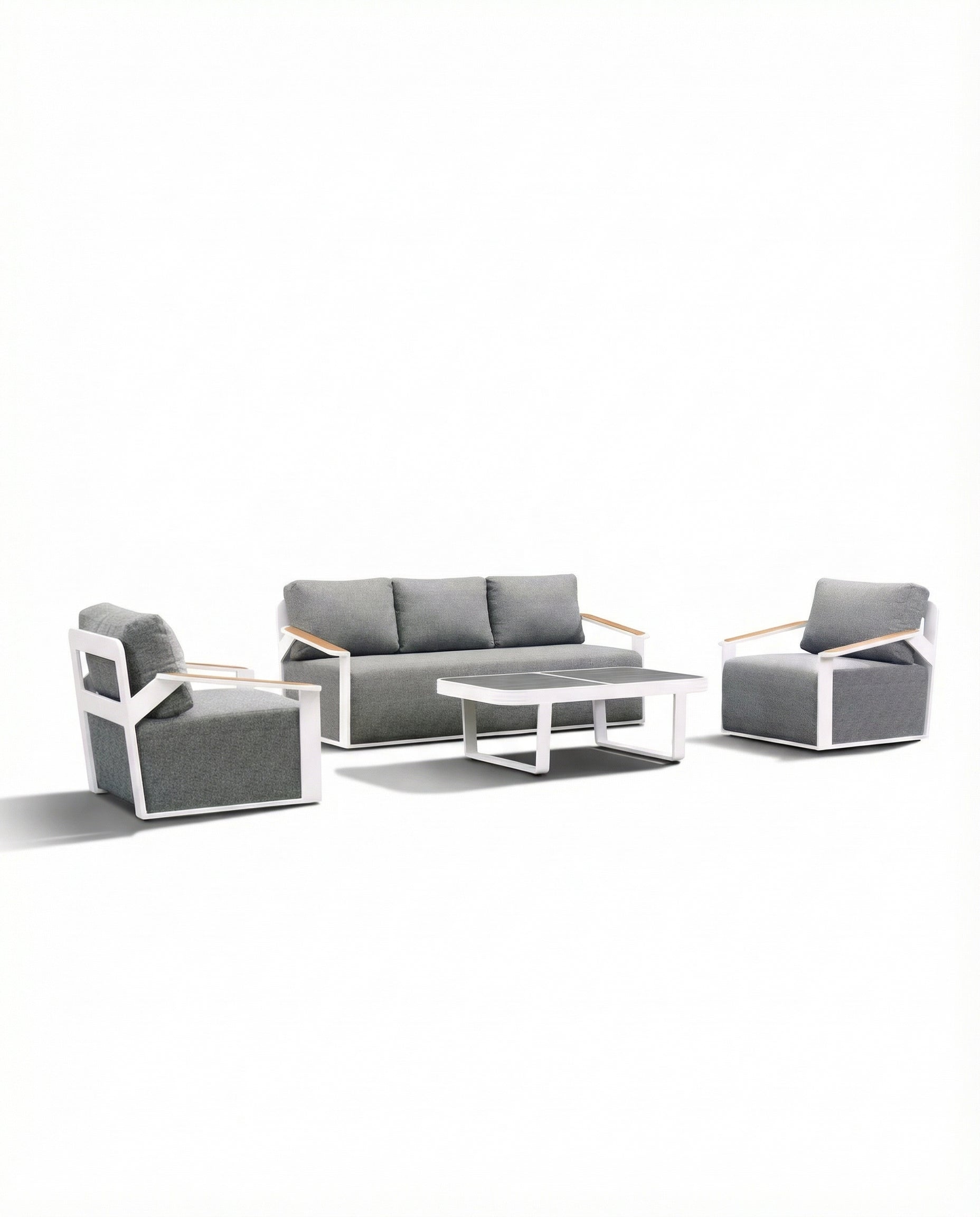 Portland Grey Outdoor Lounge Chair & Sofa With Coffee Table