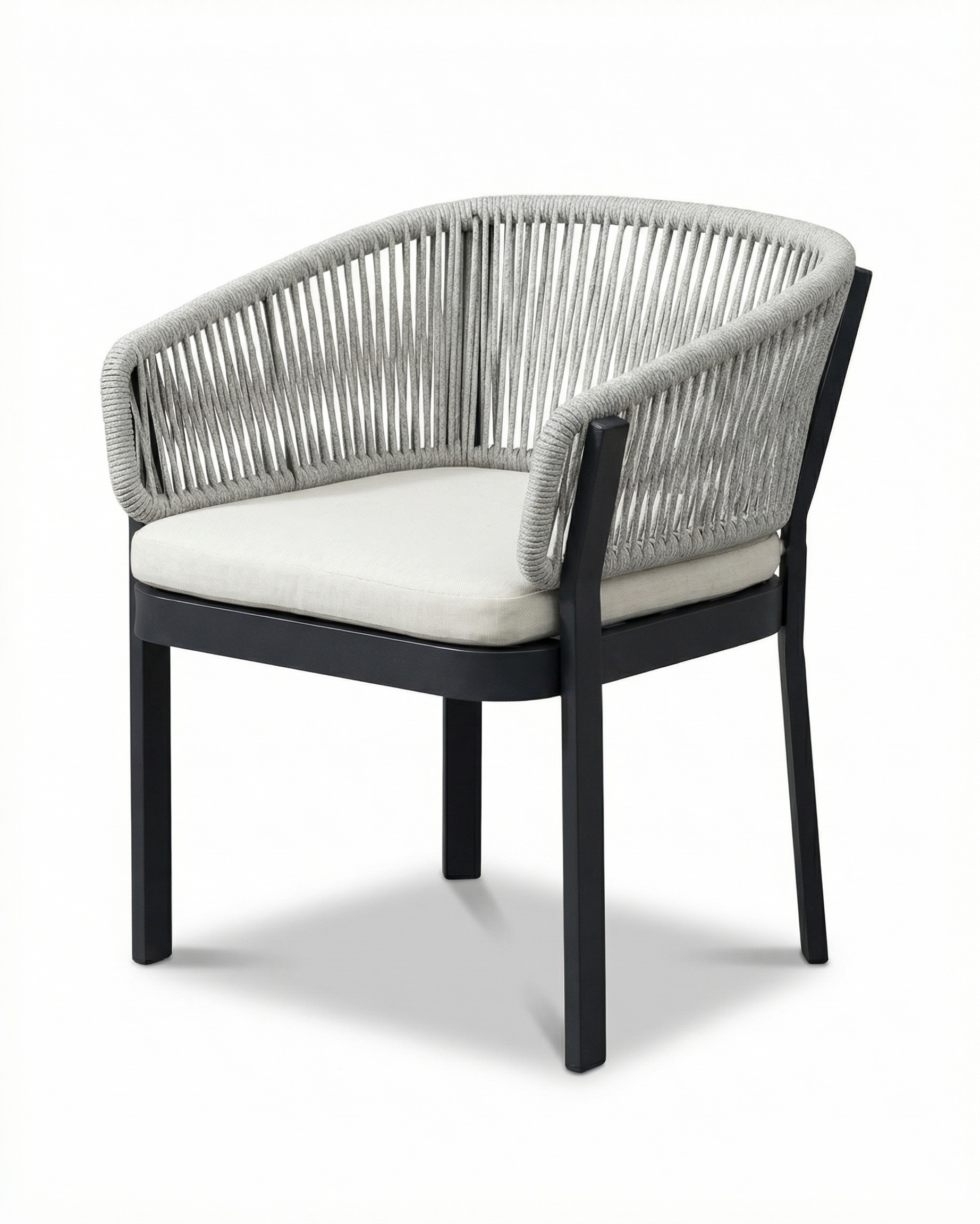 Prague Off-White Outdoor Dining Chair With Black Legs