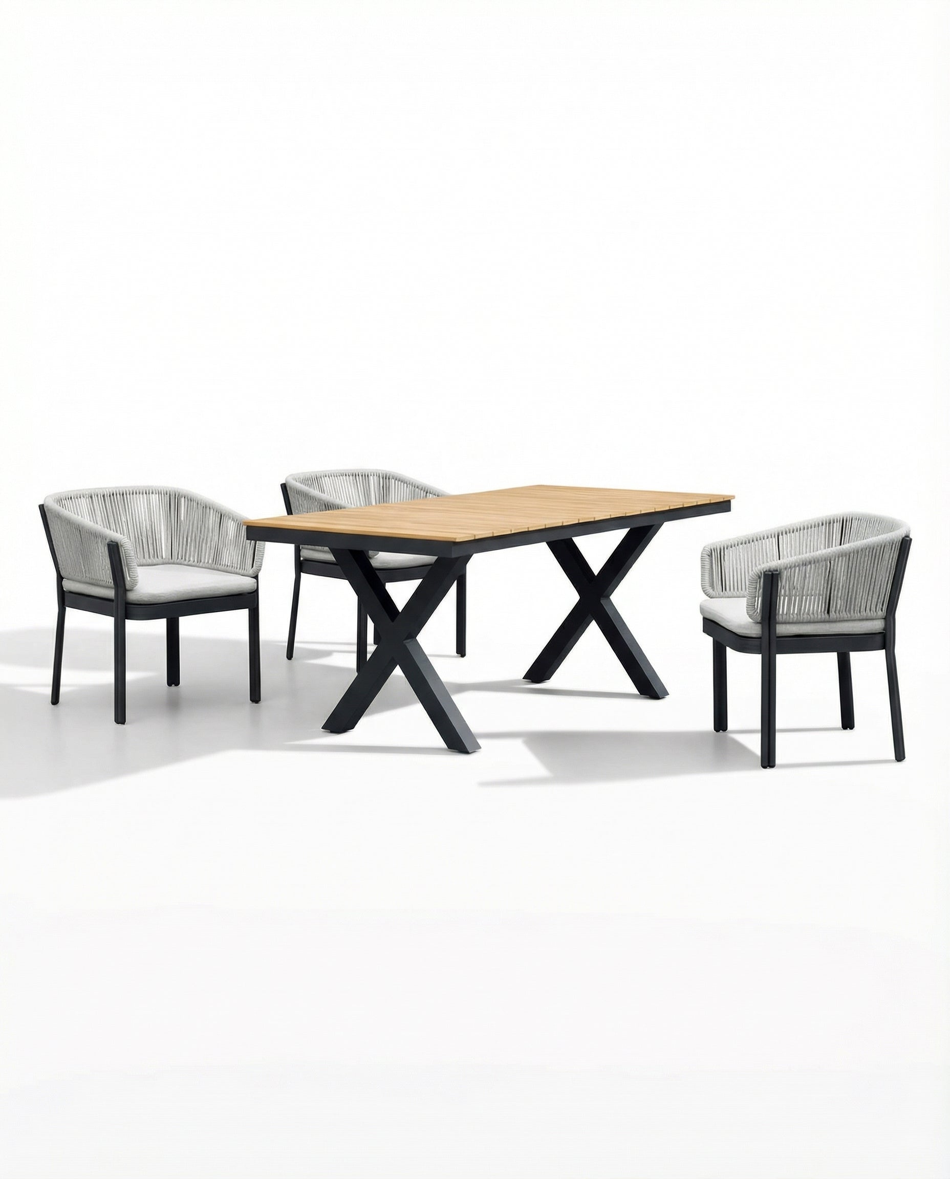 Prague Off-White Outdoor Dining Chair With Dining Table
