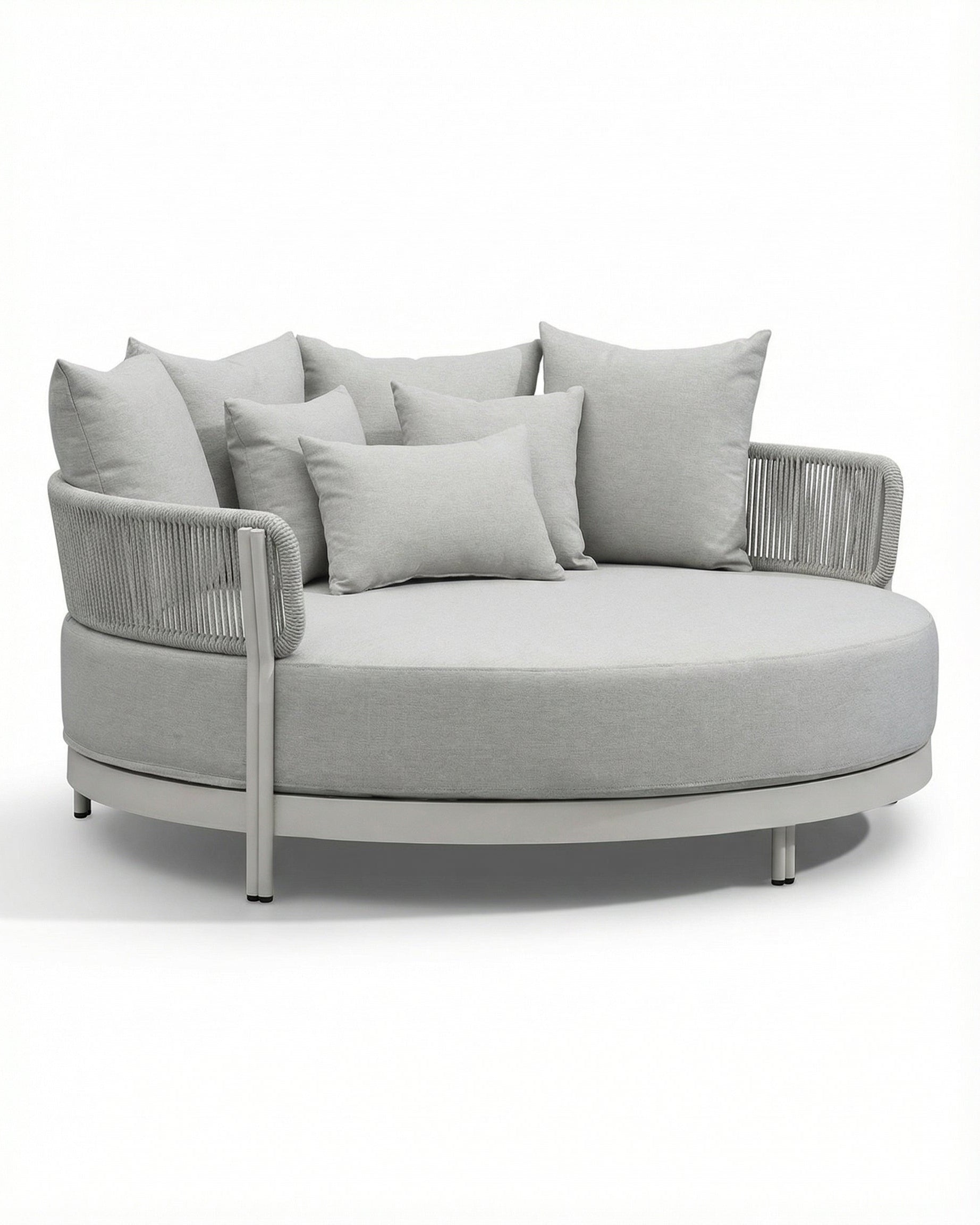 Prague Off-White Outdoor Round Daybed With Light Gray Seat