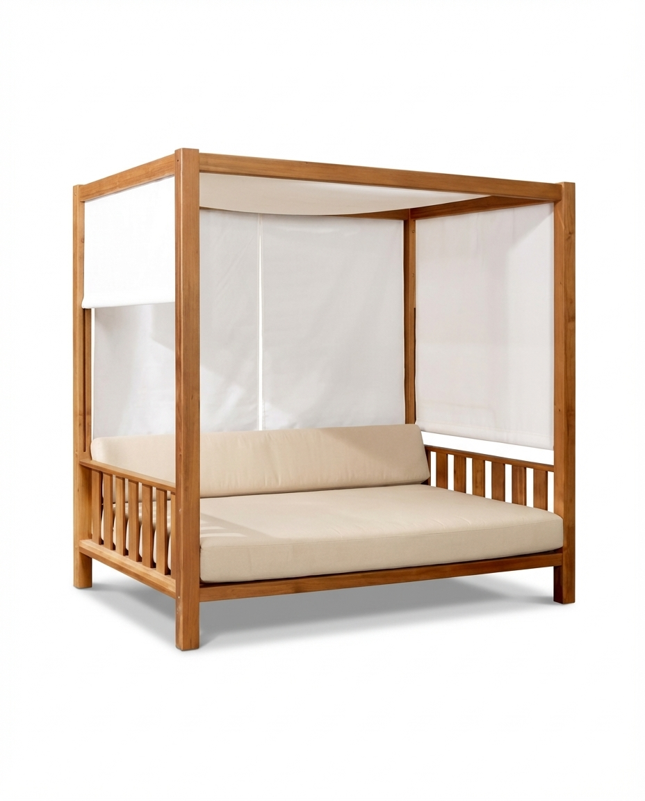 Queen Natural Wood Outdoor Daybed