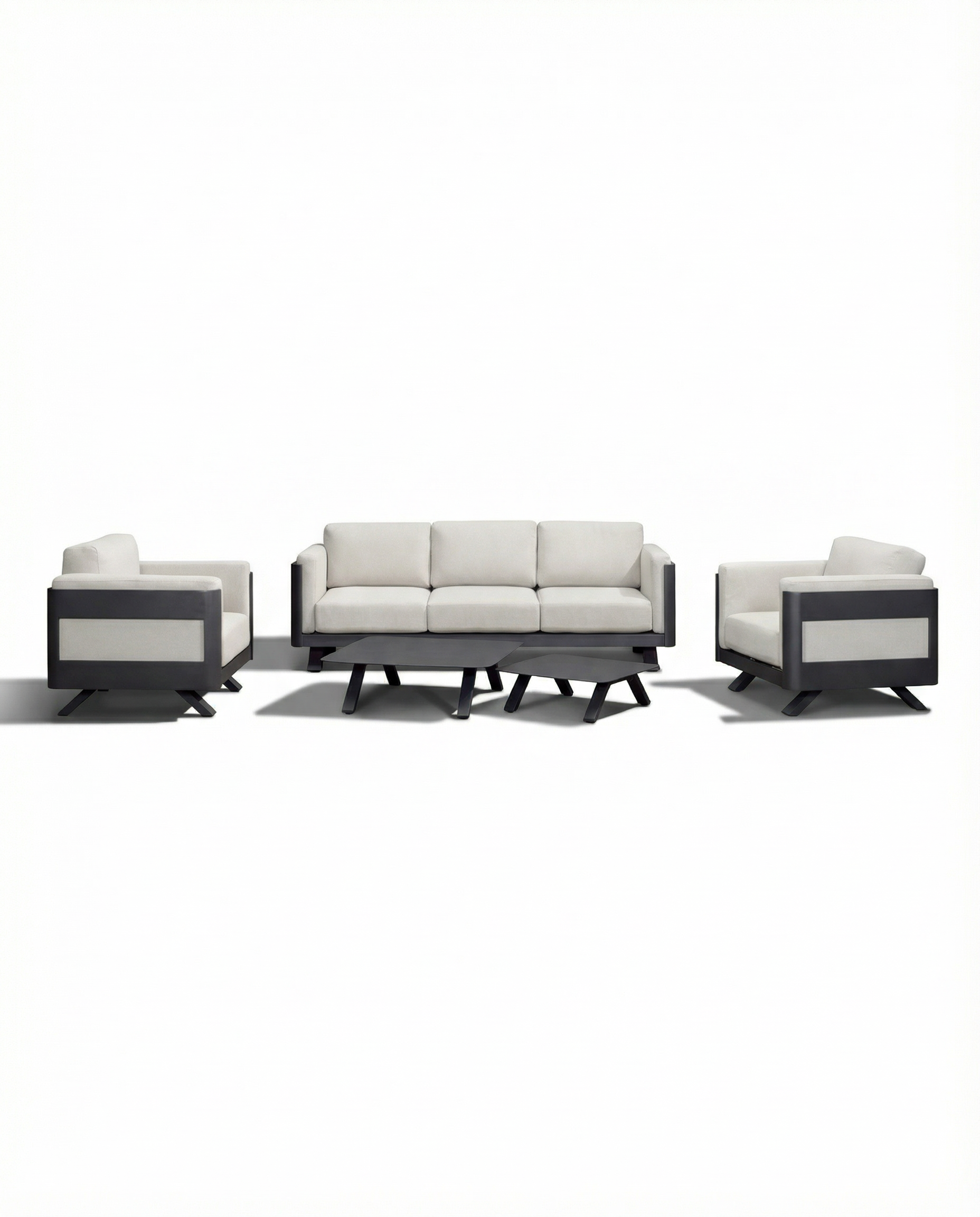 Realdo Black Outdoor Lounge Chair & 3-Seater Sofa Set With Coffee Table
