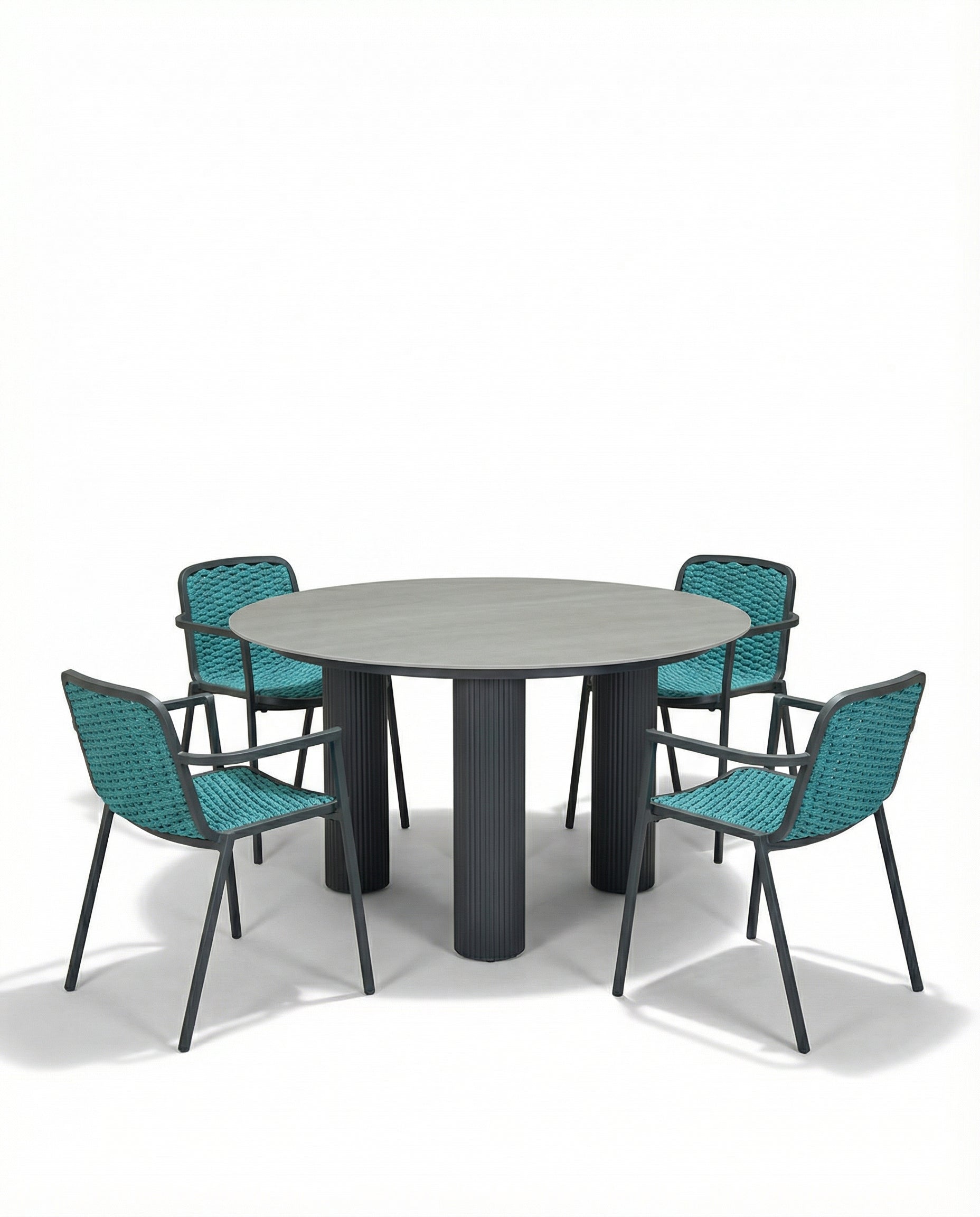 Rhine Dark Grey Outdoor Dining Chair With Texas Outdoor Dining Table