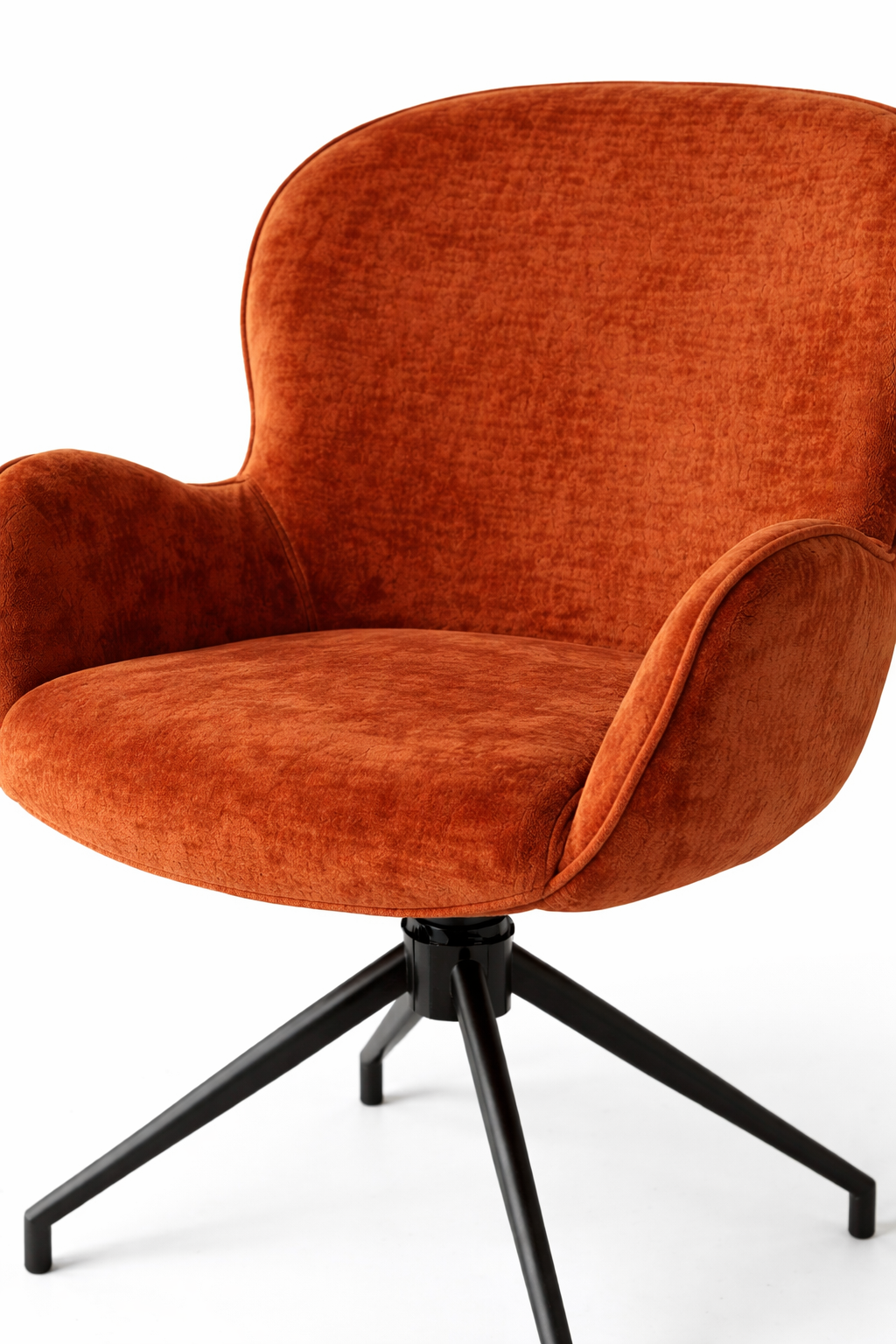 Rovin Brown Boucle Swivel Chair Side Image