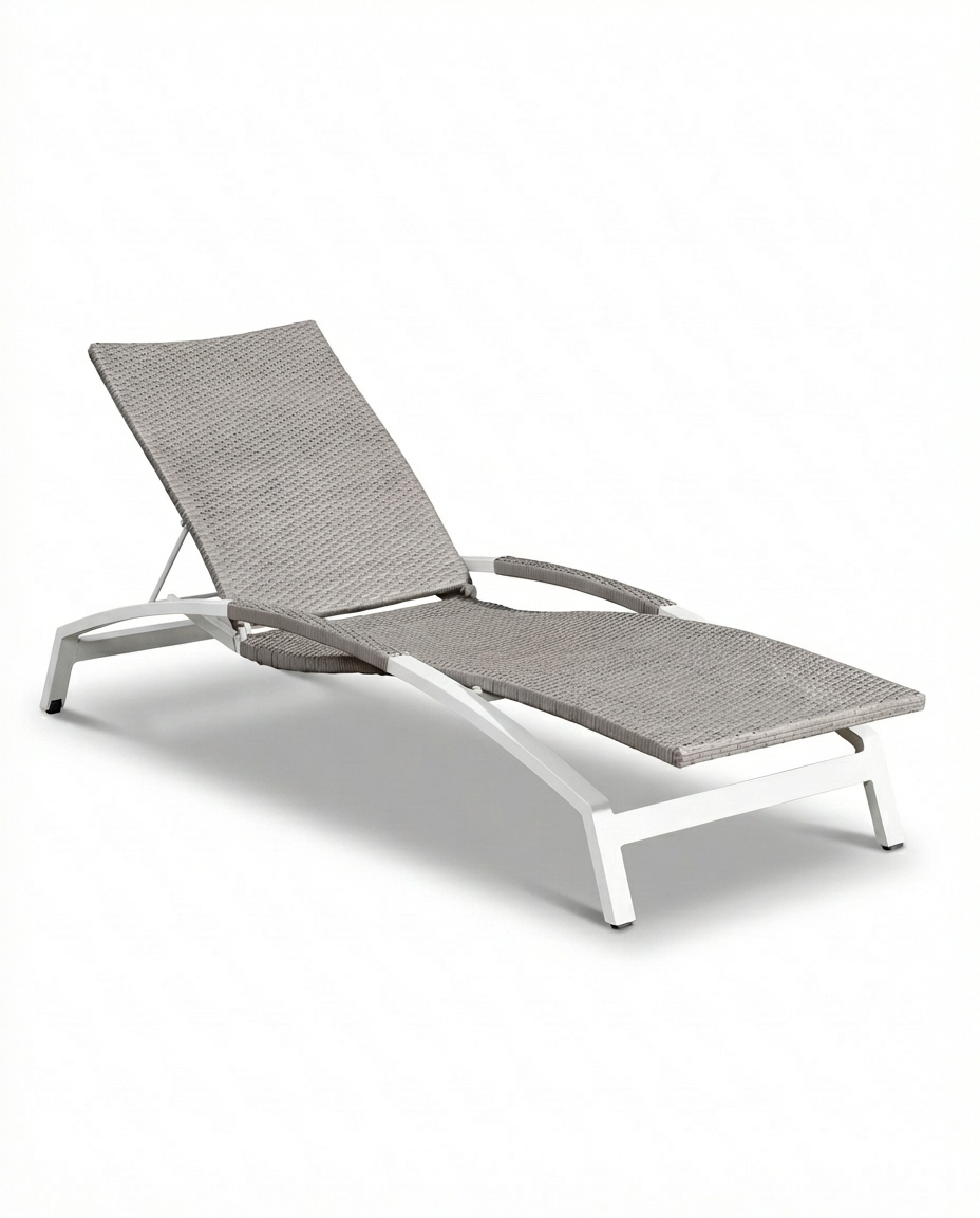 San Francisco Light Brown Outdoor Sunbed With White Frame