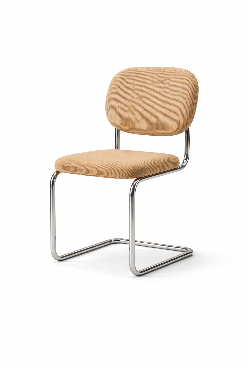 Servix Silver with Light Brown Seat Boucle Dining Chair