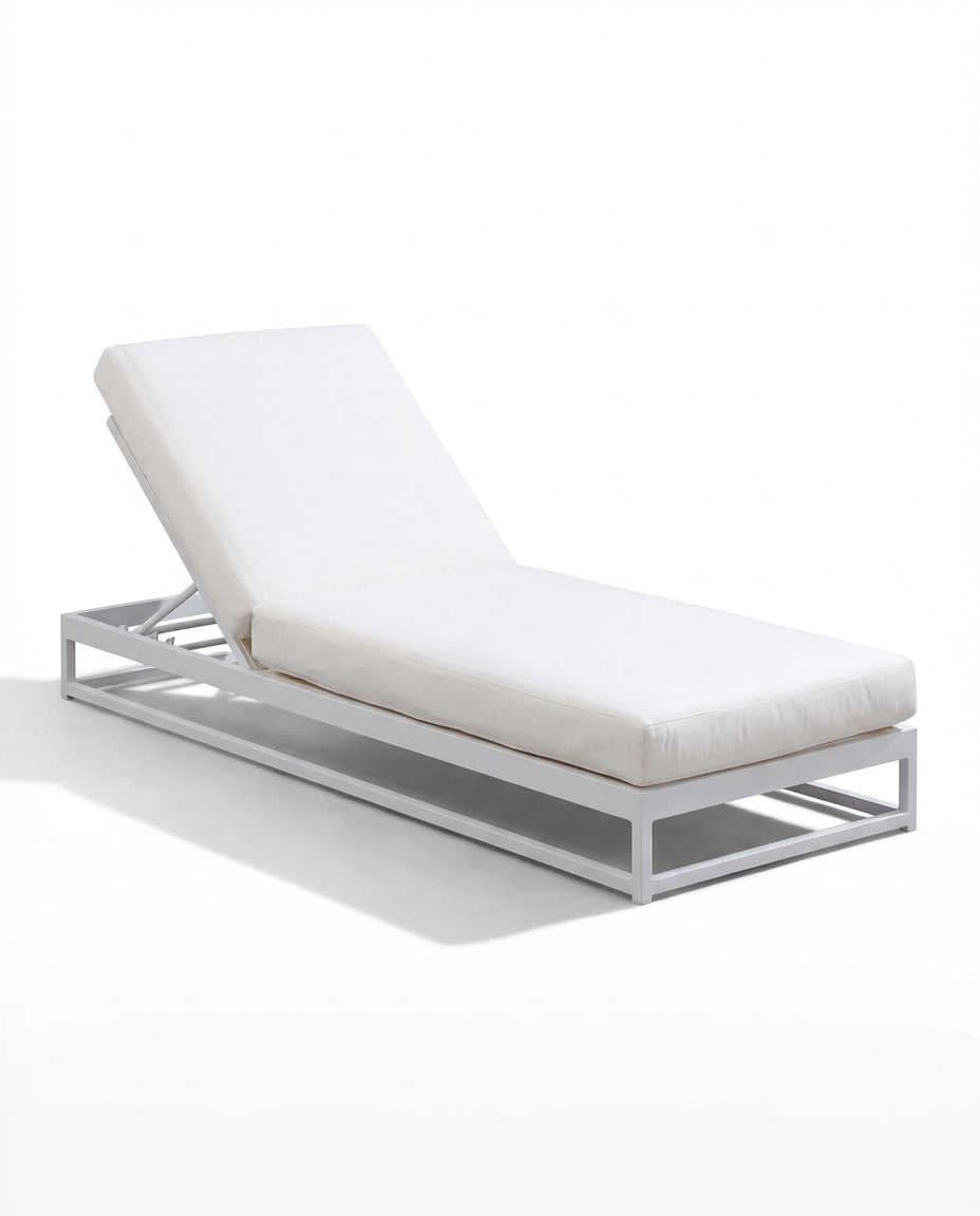 Sunny Off-White Outdoor Sunbed With White Metal Frame