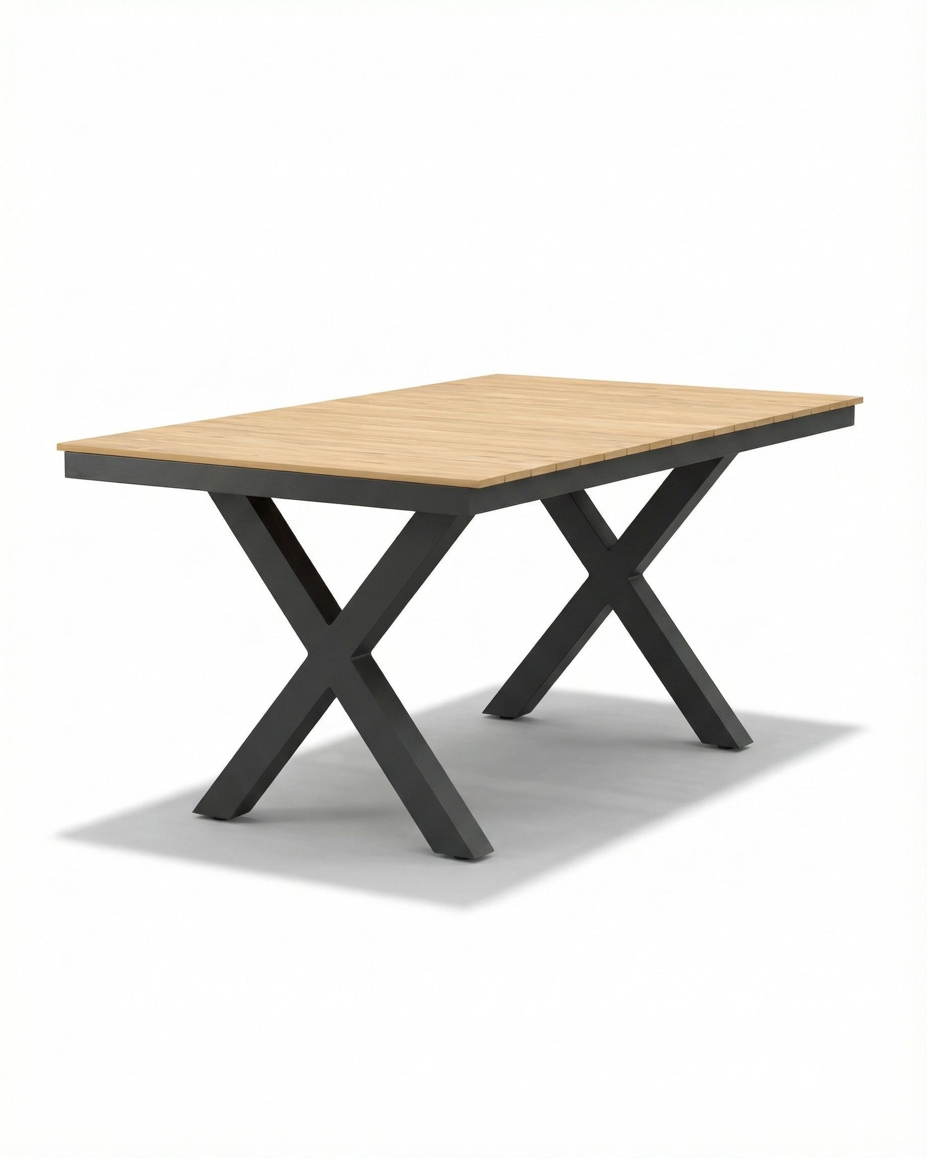 Tallinn Natural Wood Outdoor Dining Table With Black Legs