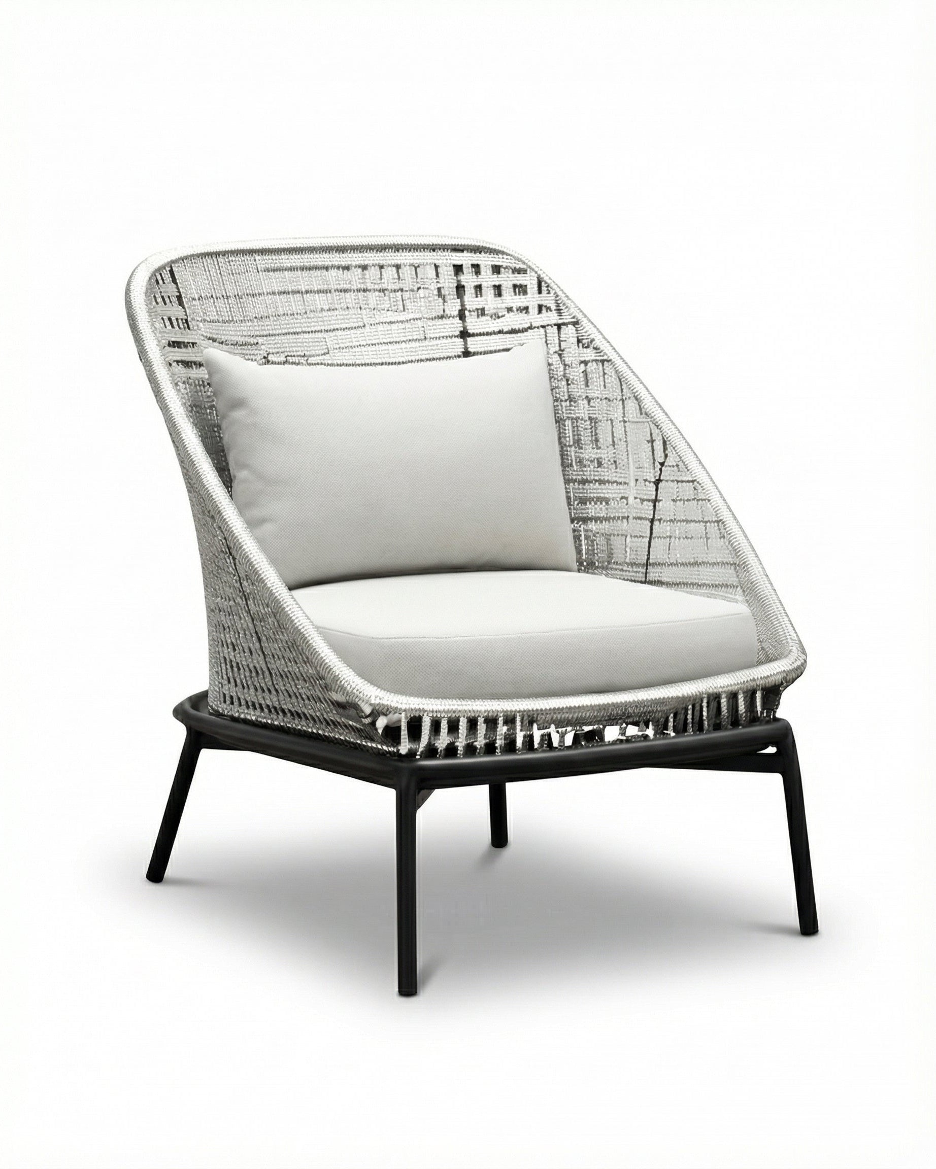 Tallinn Off-White Outdoor Lounge Chair With Black Legs