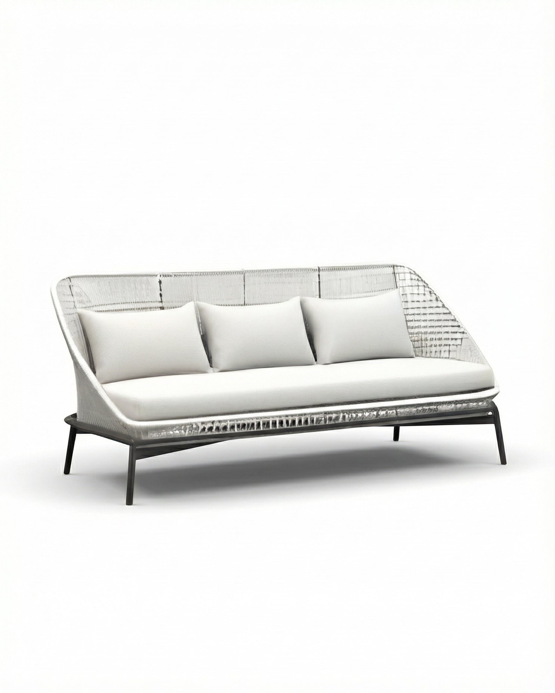 Tallinn Off-White Outdoor Lounge Sofa With Black Legs
