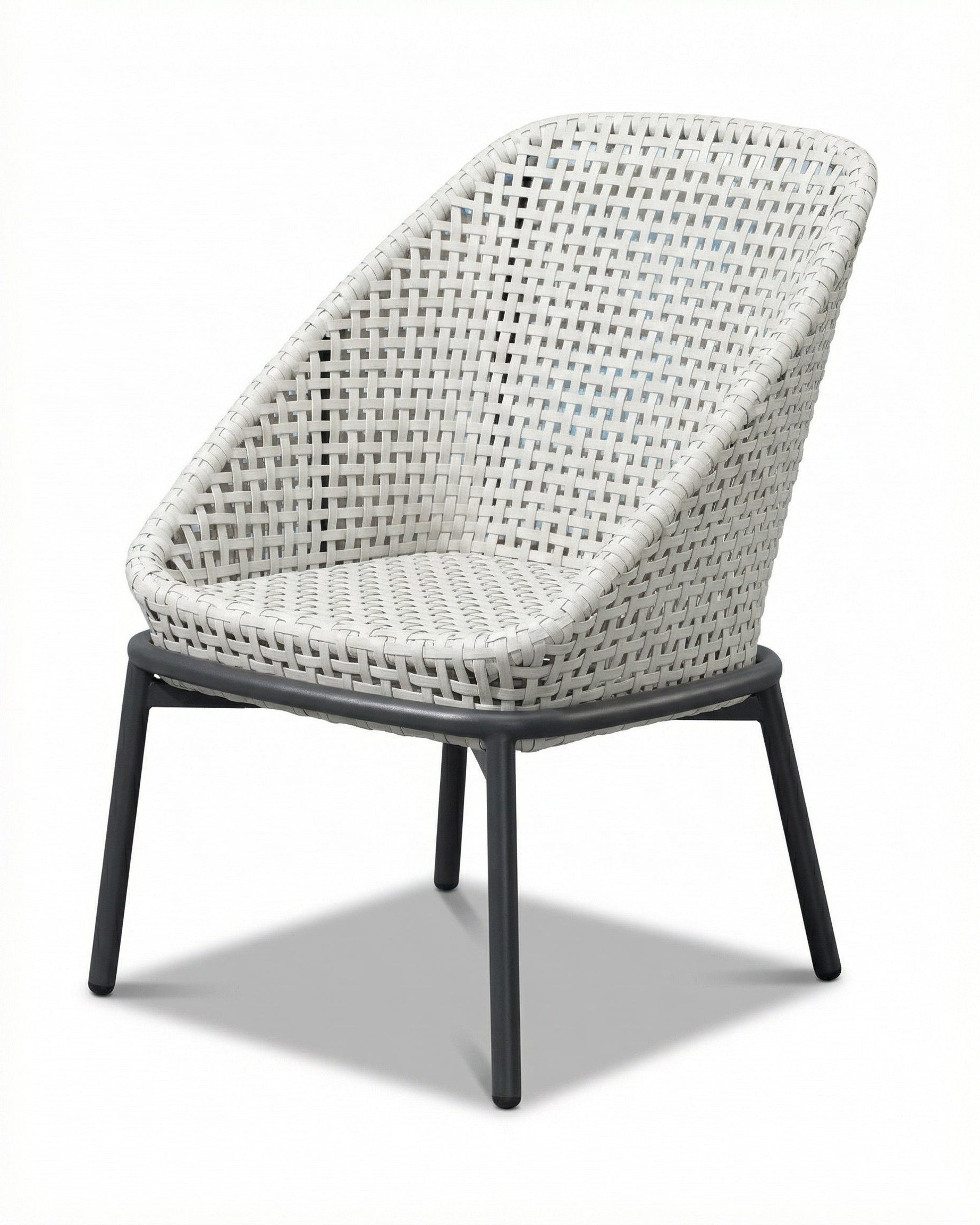 Tallinn Off-White Woven Outdoor Dining Chair With Black Legs