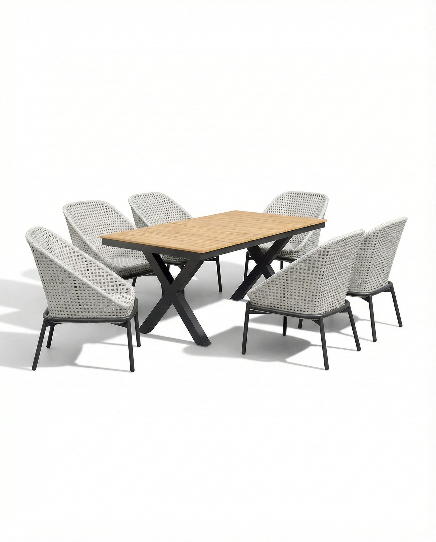 Tallinn Off-White Woven Outdoor Dining Chair With Dining Table