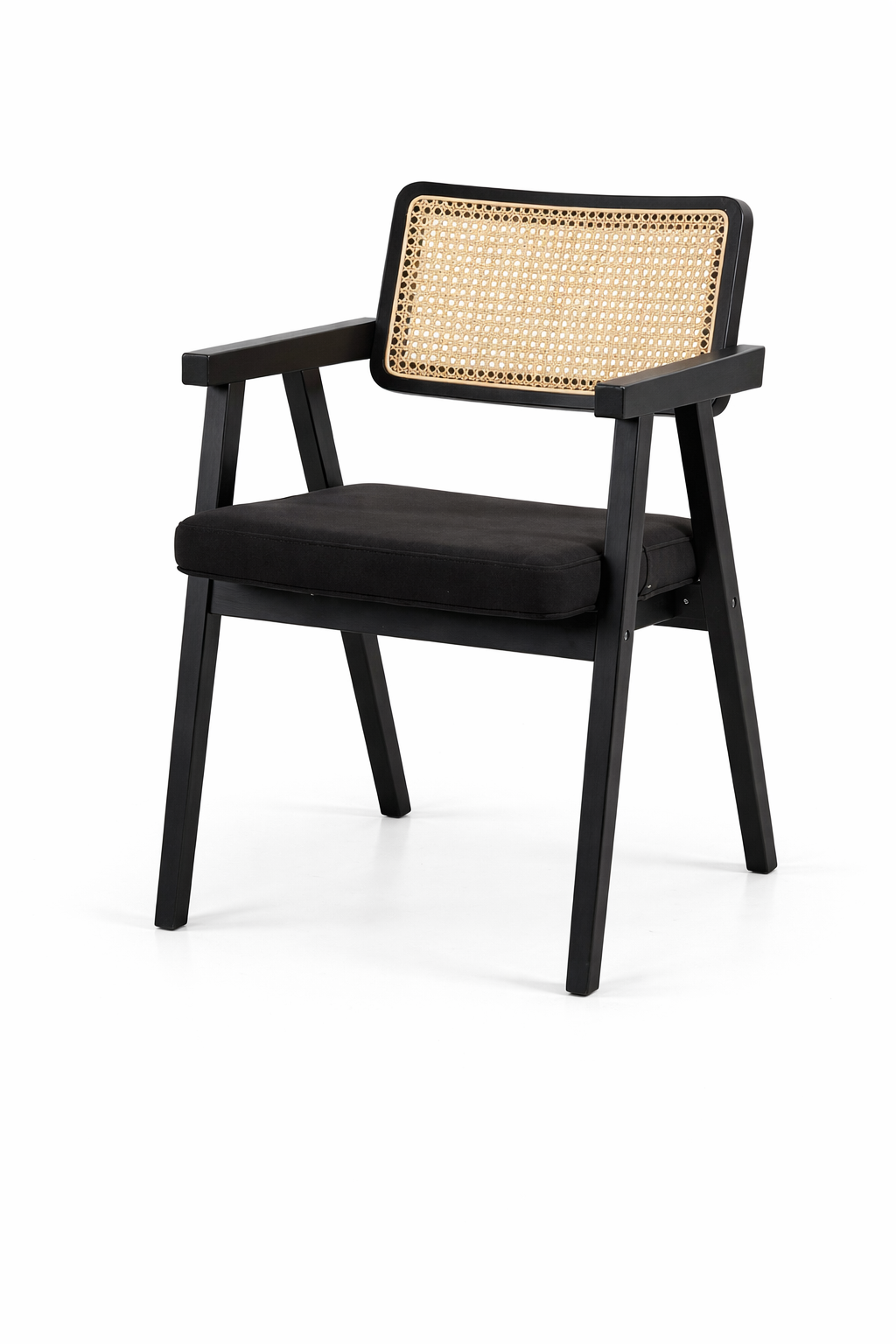 Taro Black Wood Cane Dining Chair