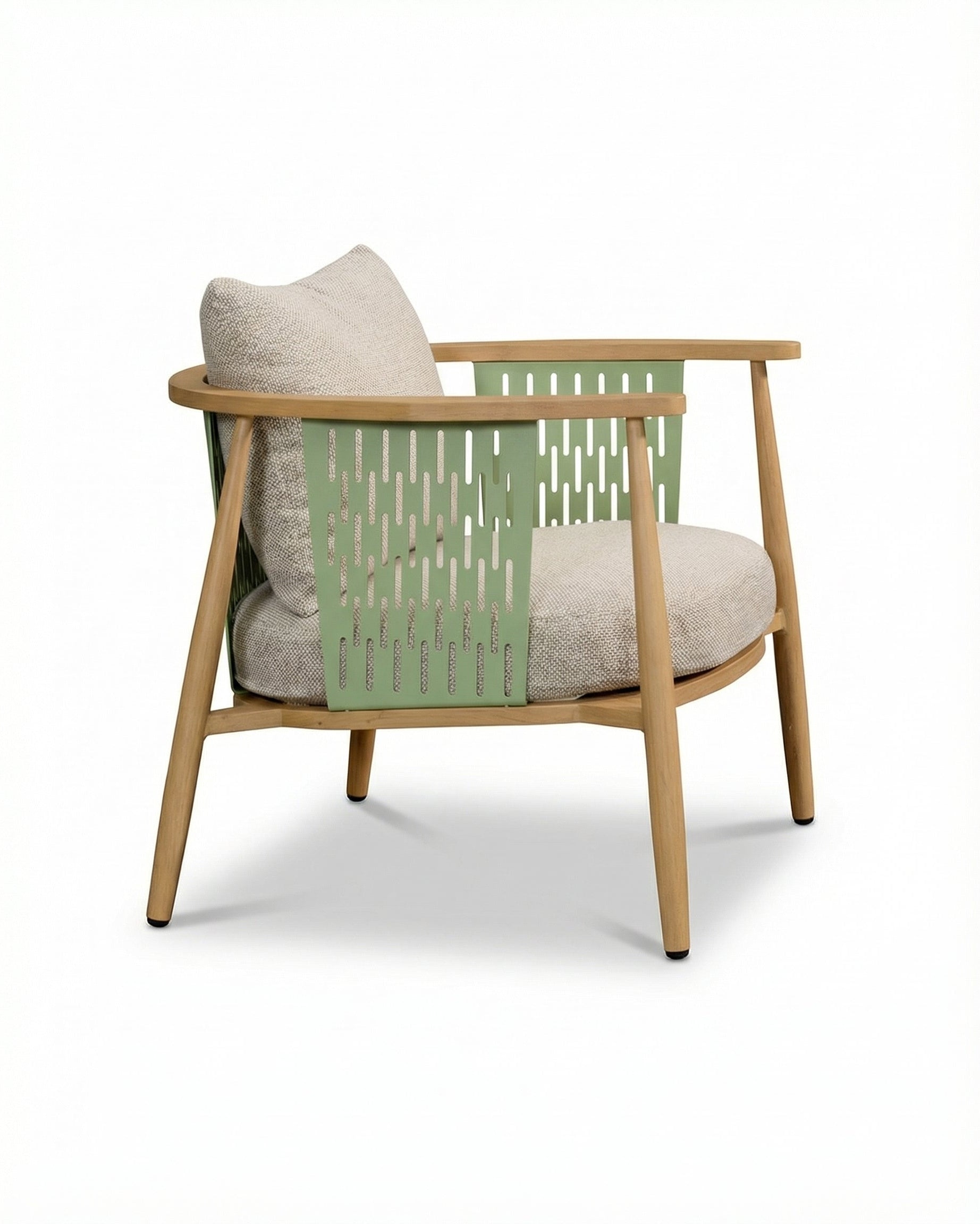 Tivoli Natural Wood Outdoor Lounge Chair with Green Back Panel