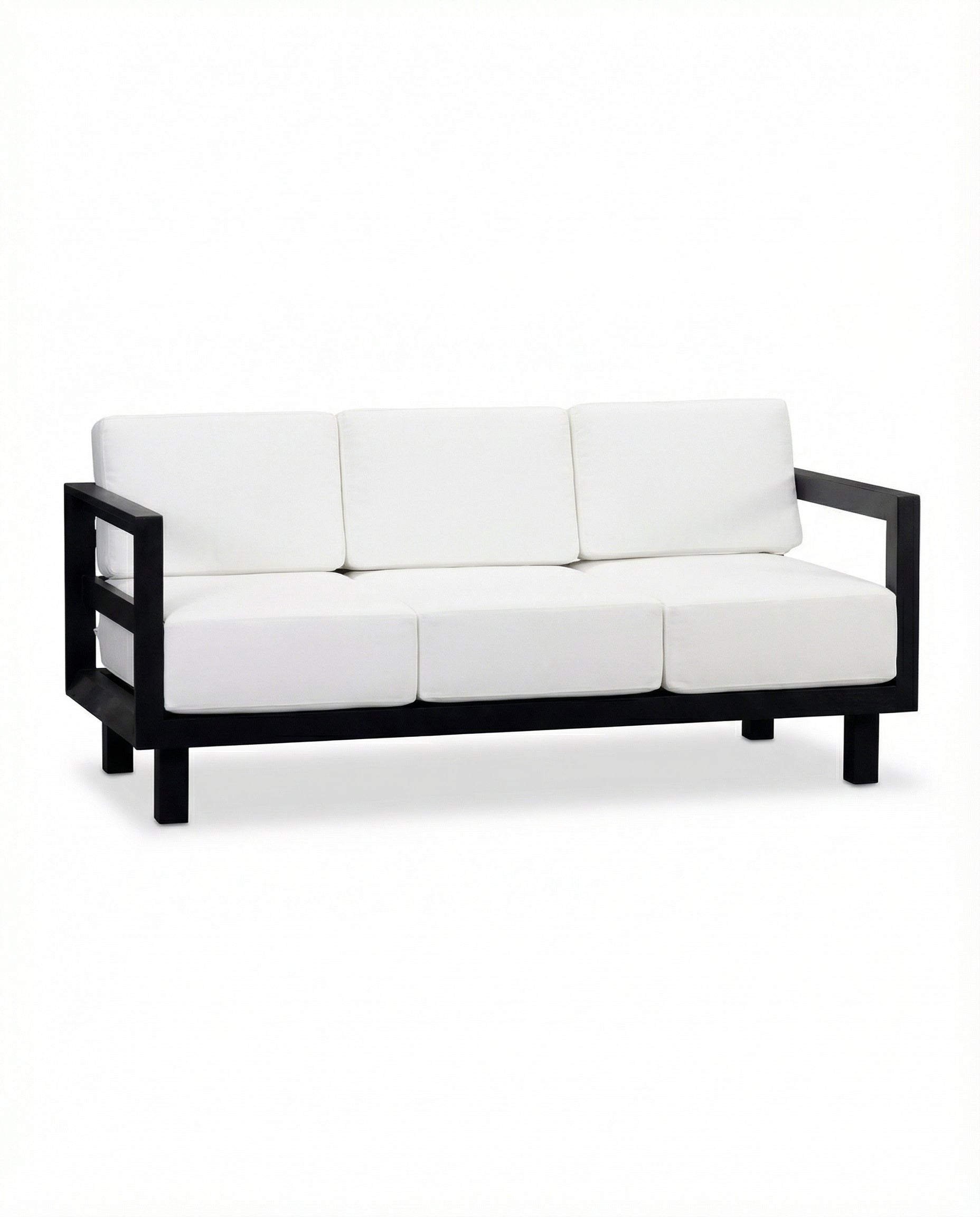 Trophy Off-White Outdoor 3-Seater Sofa With Black Metal Legs