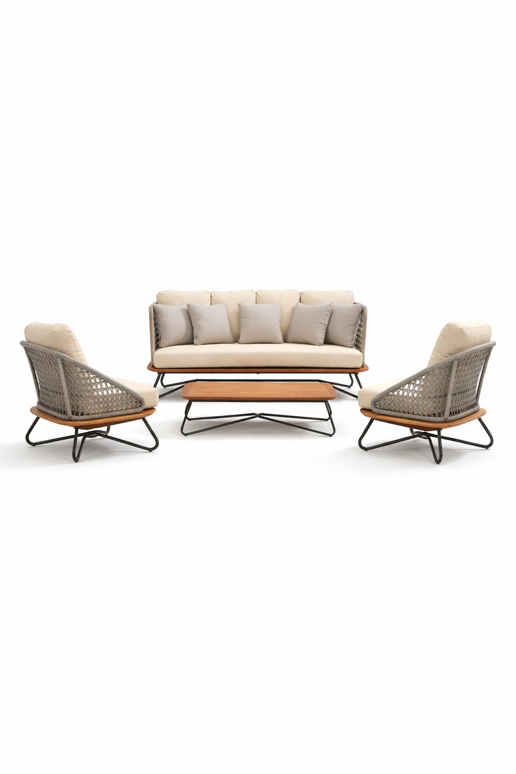 Venice Light Grey Outdoor Lounge Chair & Sofa With Coffee Table