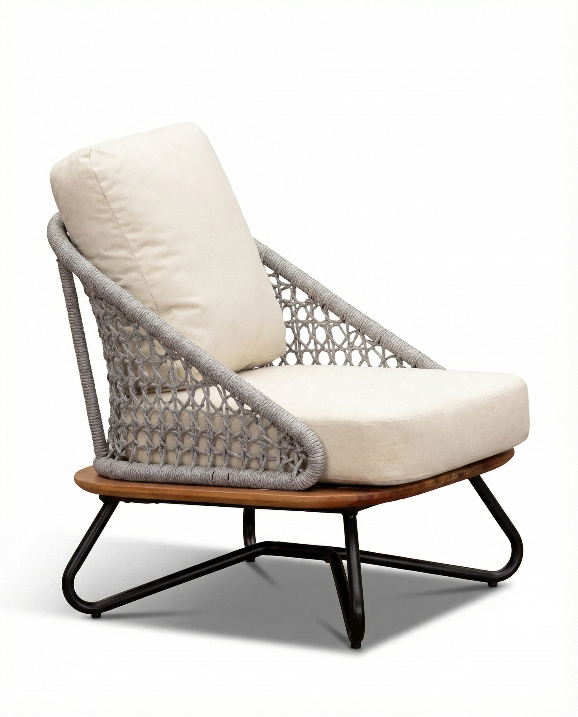 Venice Light Grey Outdoor Lounge Chair with Beige Cushion