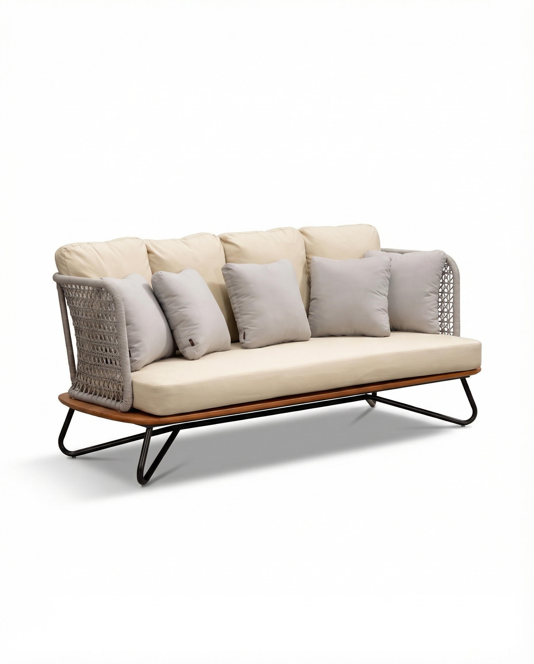 Venice Light Grey Outdoor Lounge Sofa with Beige Cushion