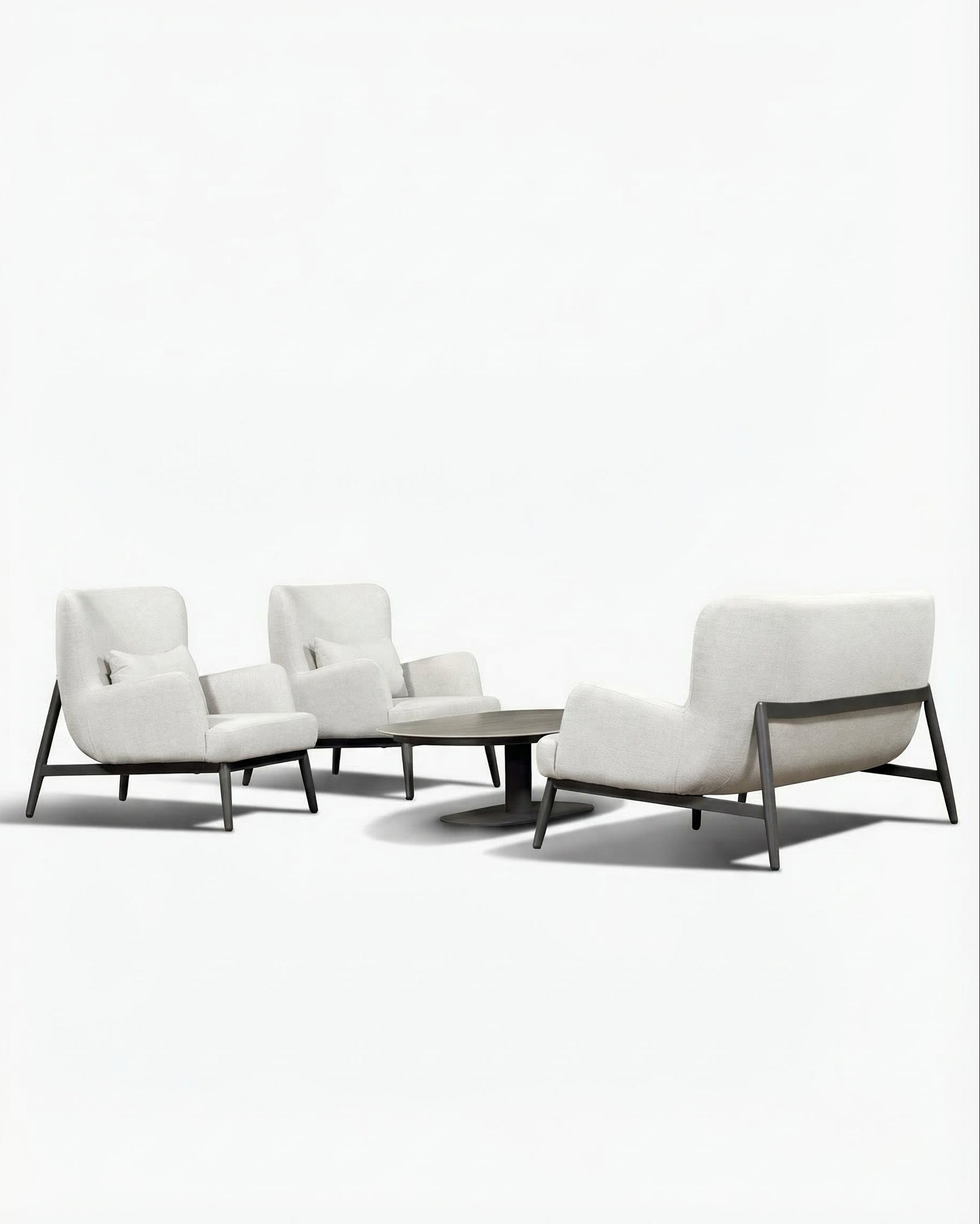Verona Off-White Outdoor Lounge Sofa Chair Set With Coffee Table