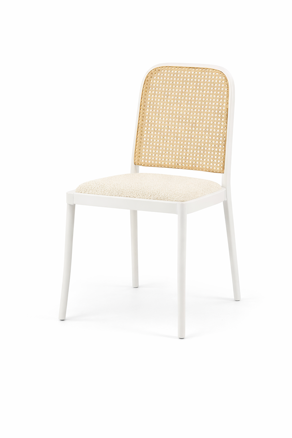 Virel Cane White Wood Dining Chair