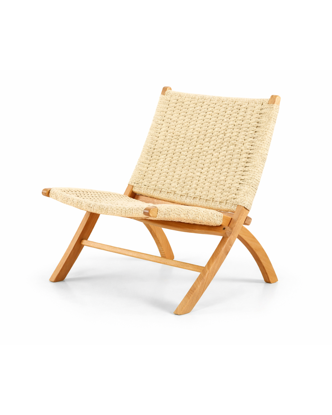 Vireo Natural Wood with Beige Seat Lounge Chair