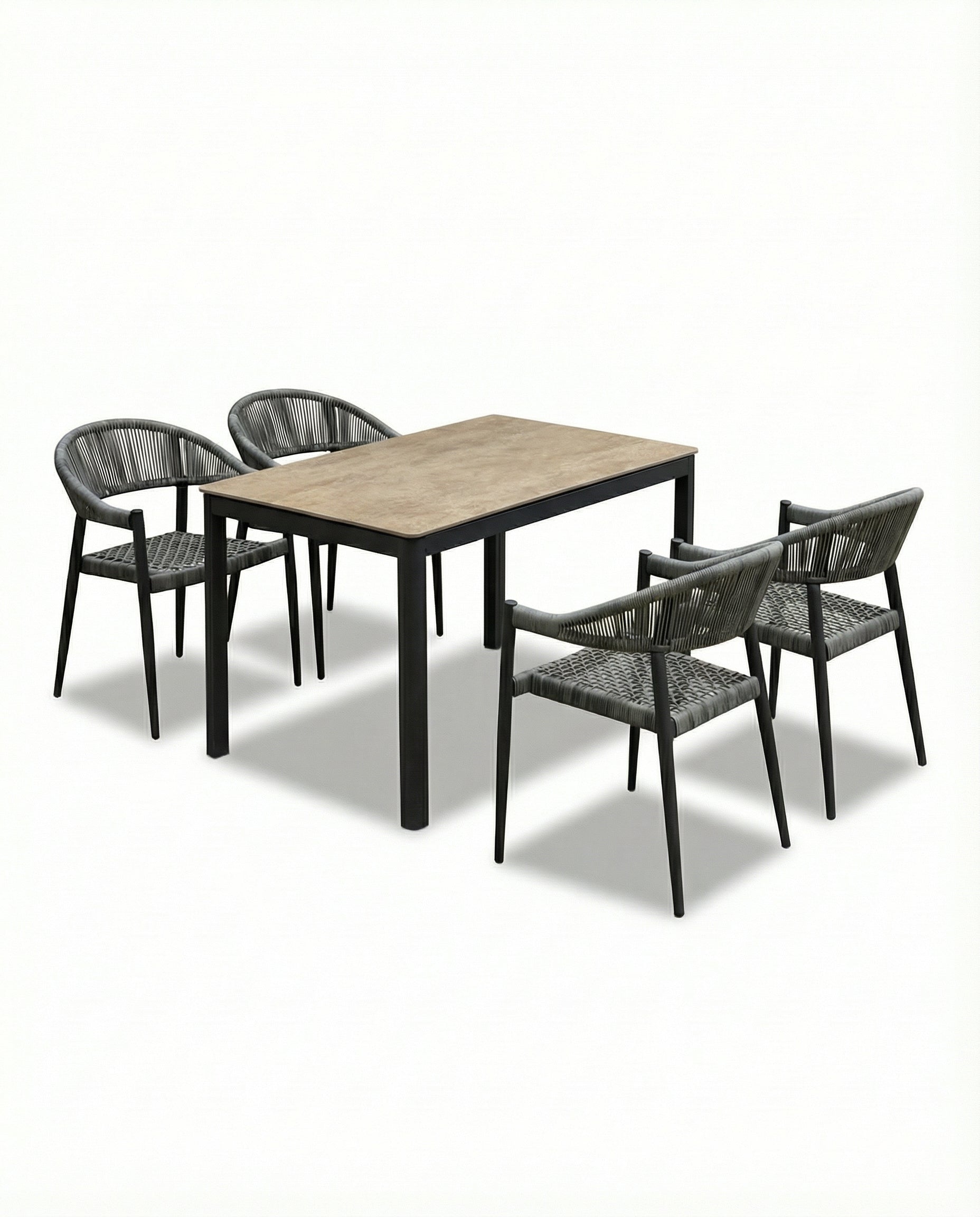 Yadu Dark Grey Outdoor Dining Chair With Dining Table