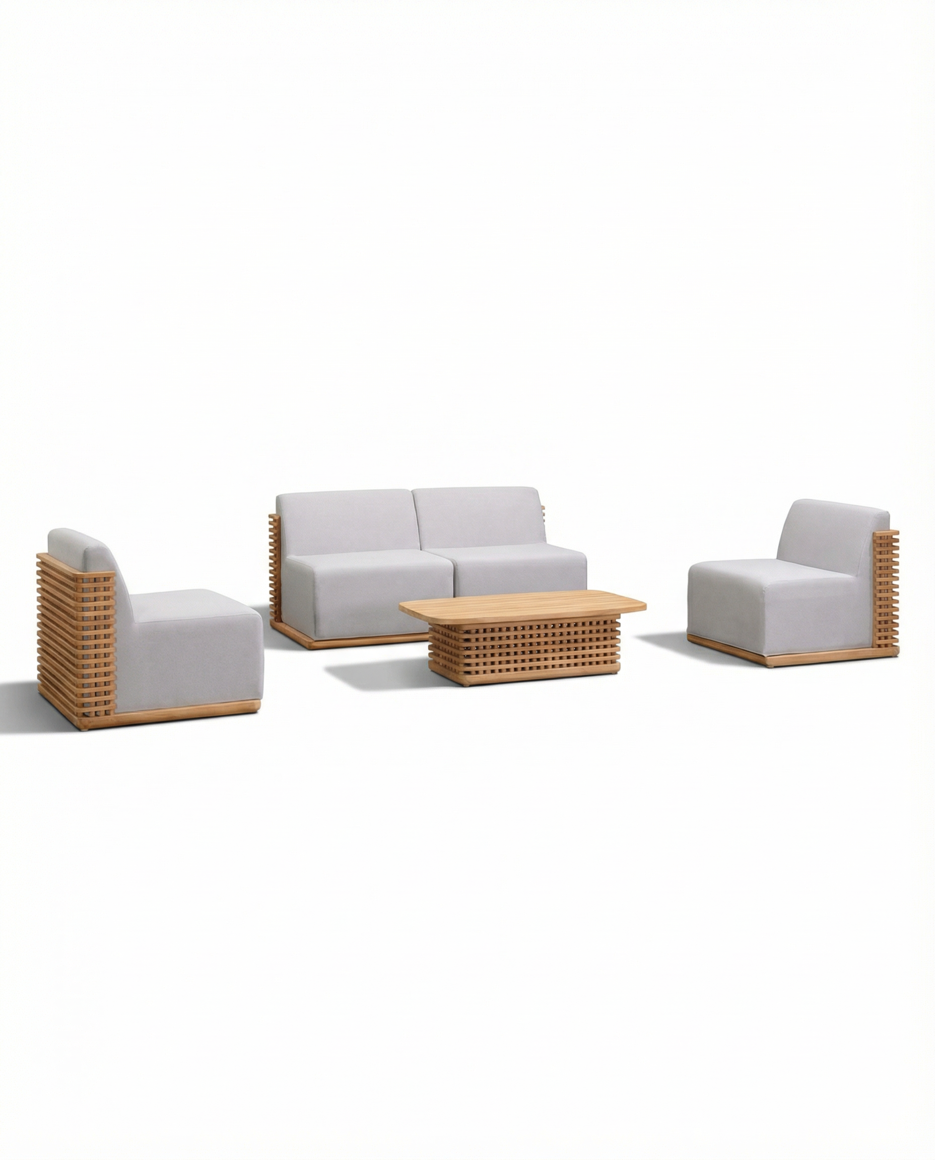 Yosemite Natural Wood Outdoor Lounge Chair Sofa Set With Coffee Table