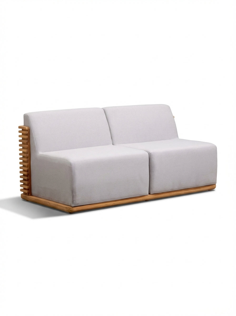 Yosemite Natural Wood Outdoor Sofa with Light Grey Cushion