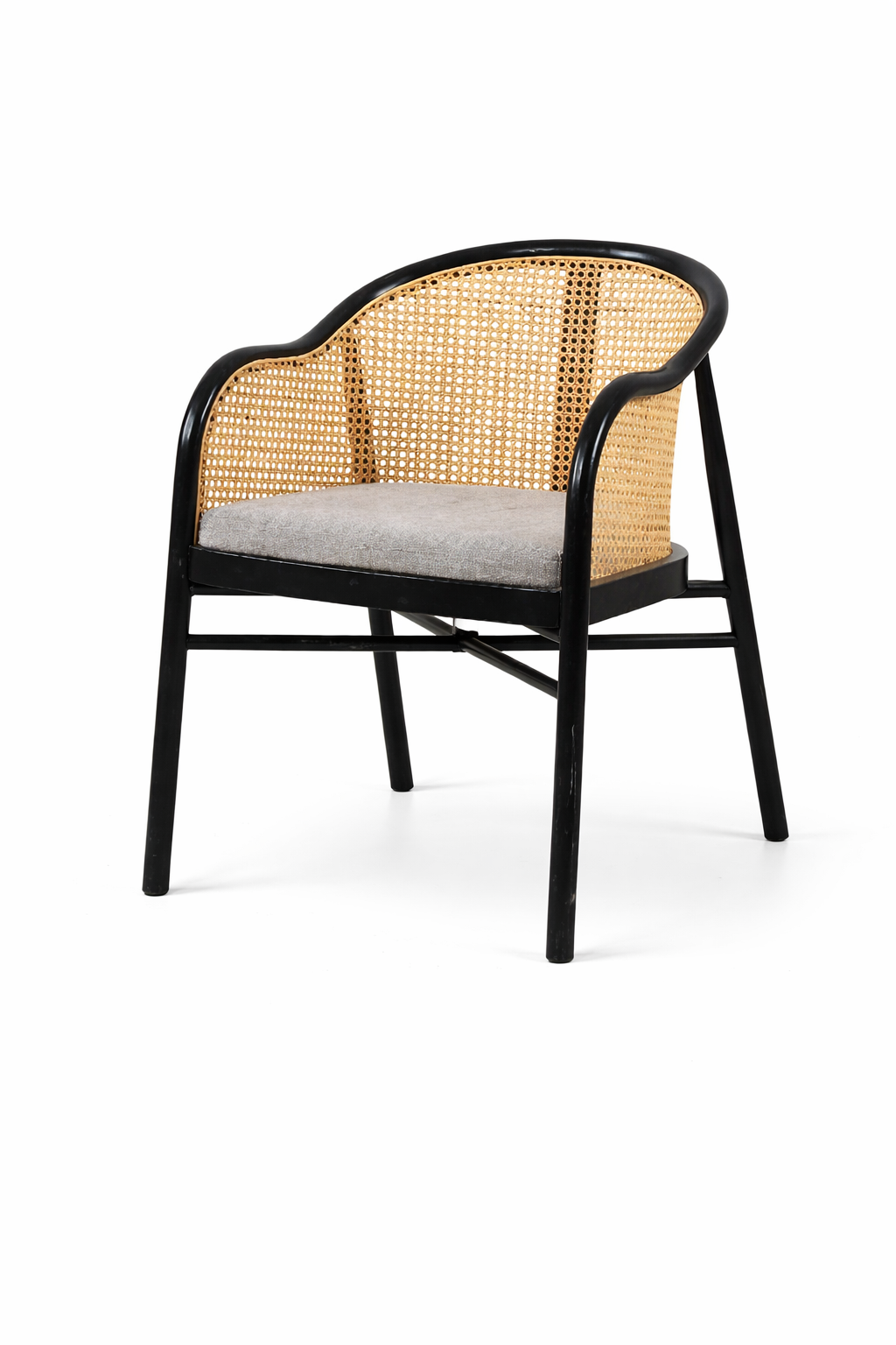 Calviro Black Wood with Natural Cane Back