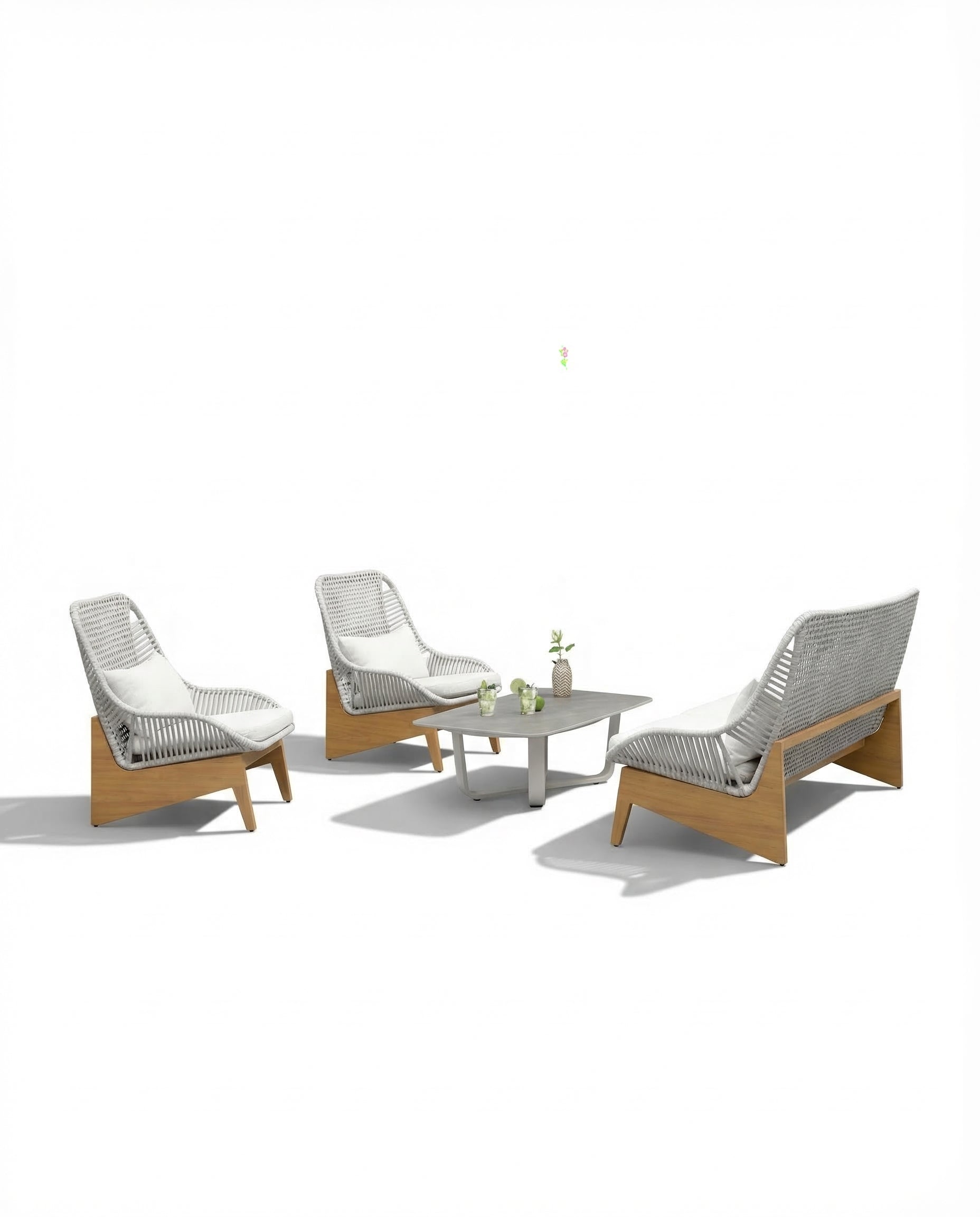 Monaco Off-White Outdoor Lounge Sofa Set With Coffee Table