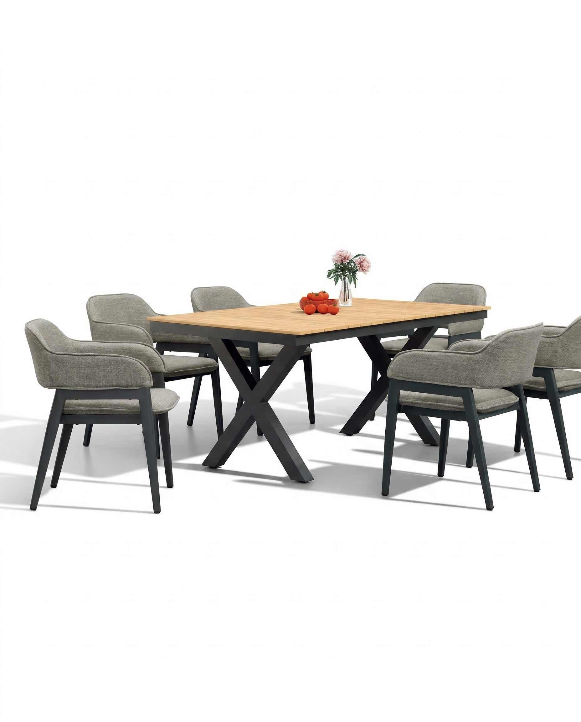 Nice Grey Outdoor Dining Chair Set With Dining Table