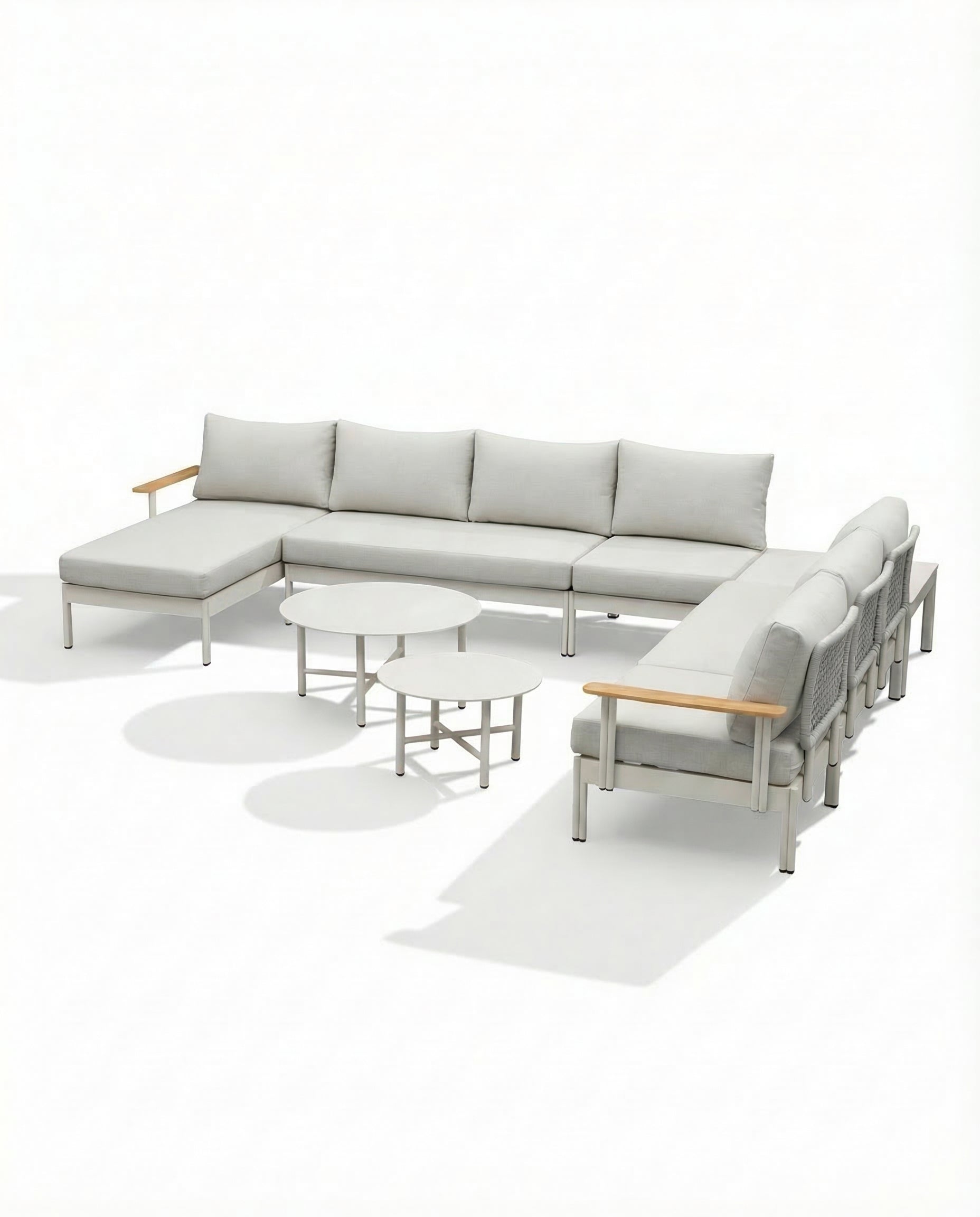 Oslo Light Grey Outdoor Armless Chair Set With Side & Coffee Table