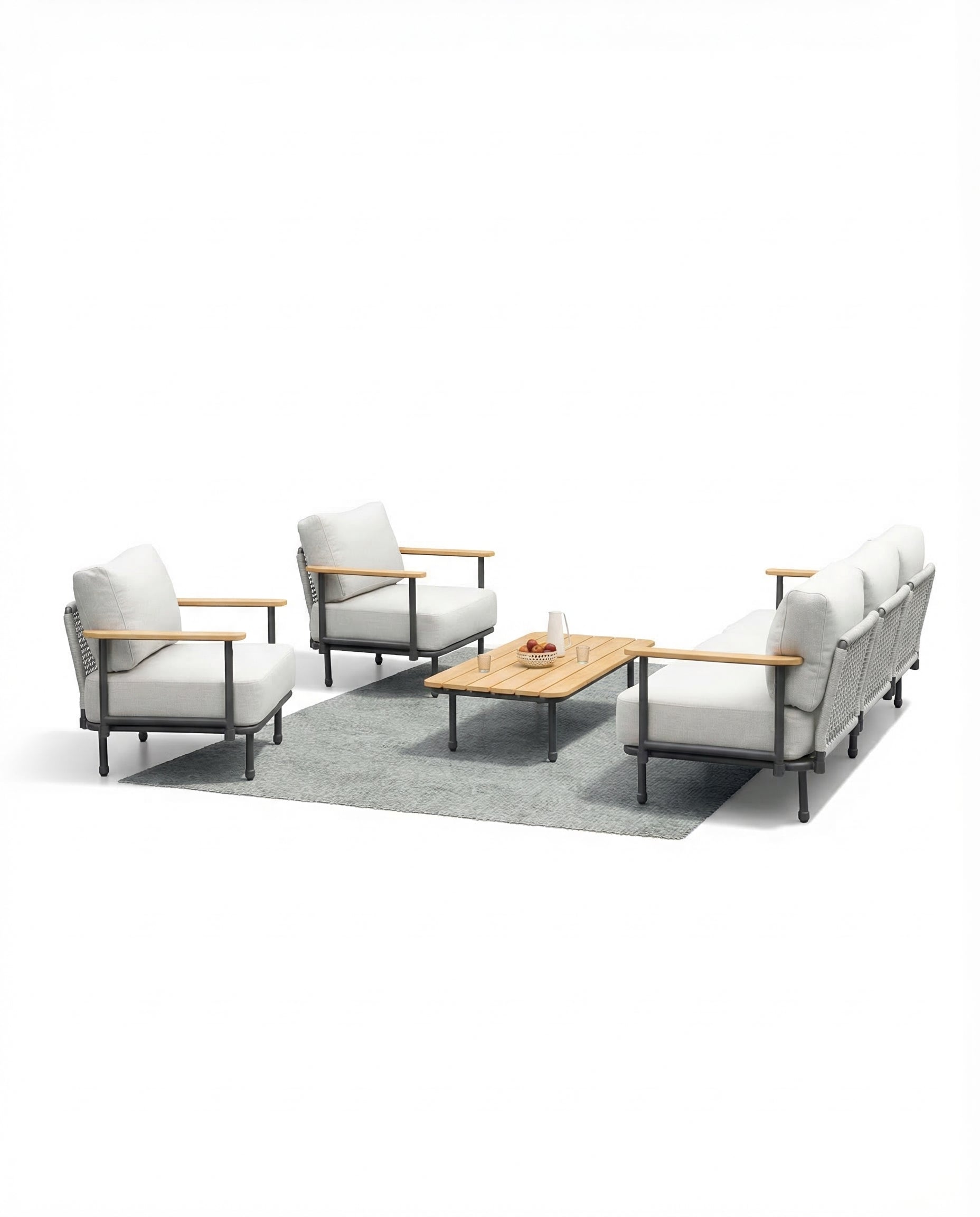 Warsaw Off-White Outdoor Lounge Chair Set With Coffee Table