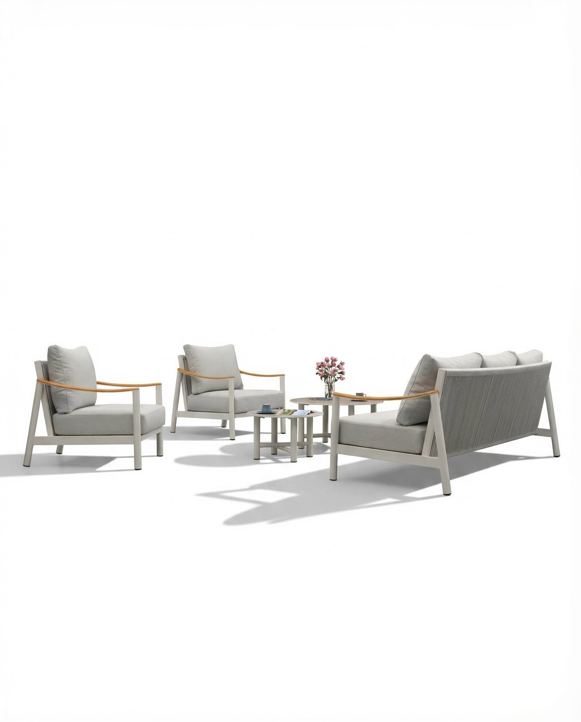 Geneva Light Grey Outdoor Lounge Chair Set With Coffee Table