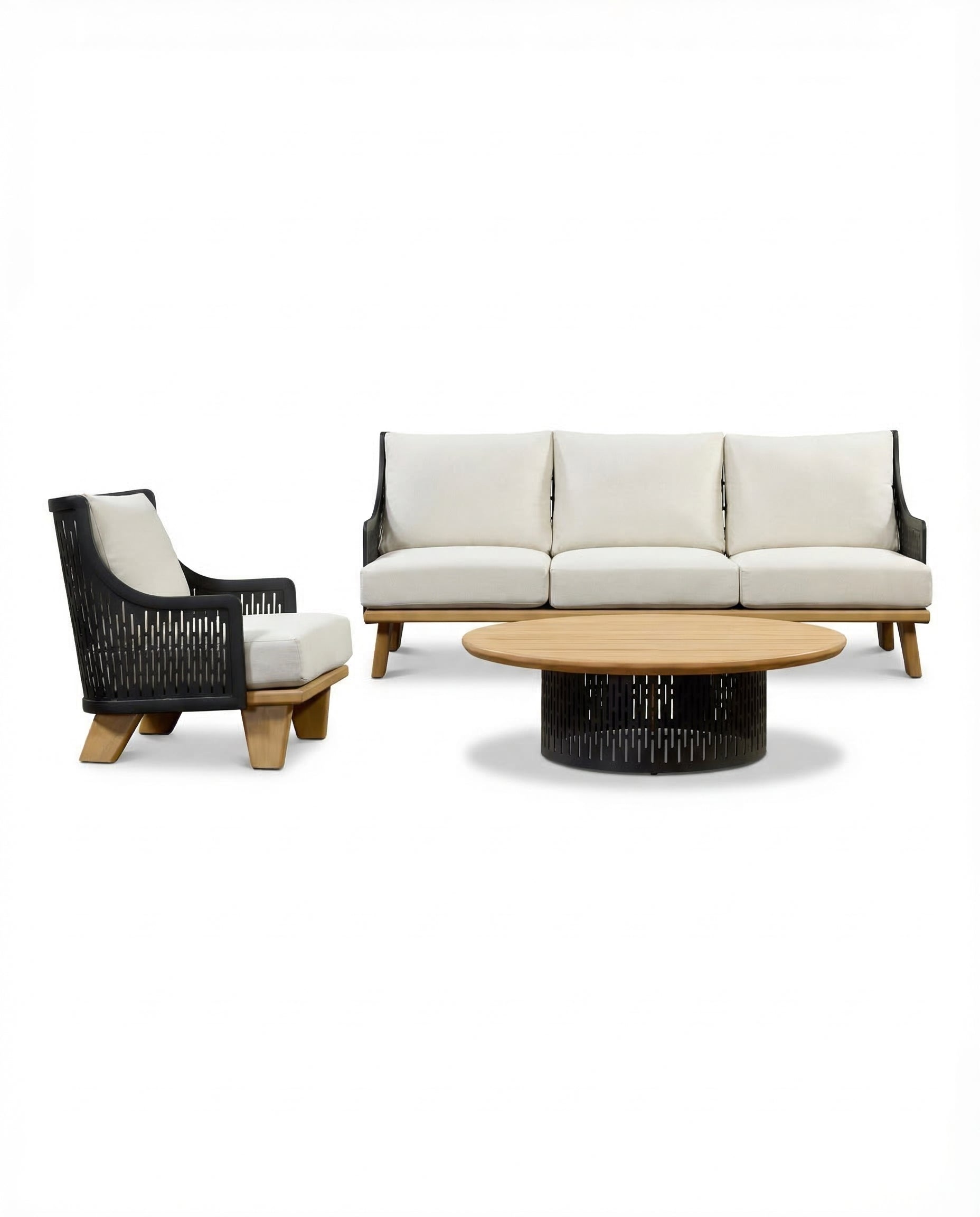 Cobana Wave Black Outdoor Lounge Sofa Set With Coffee Table