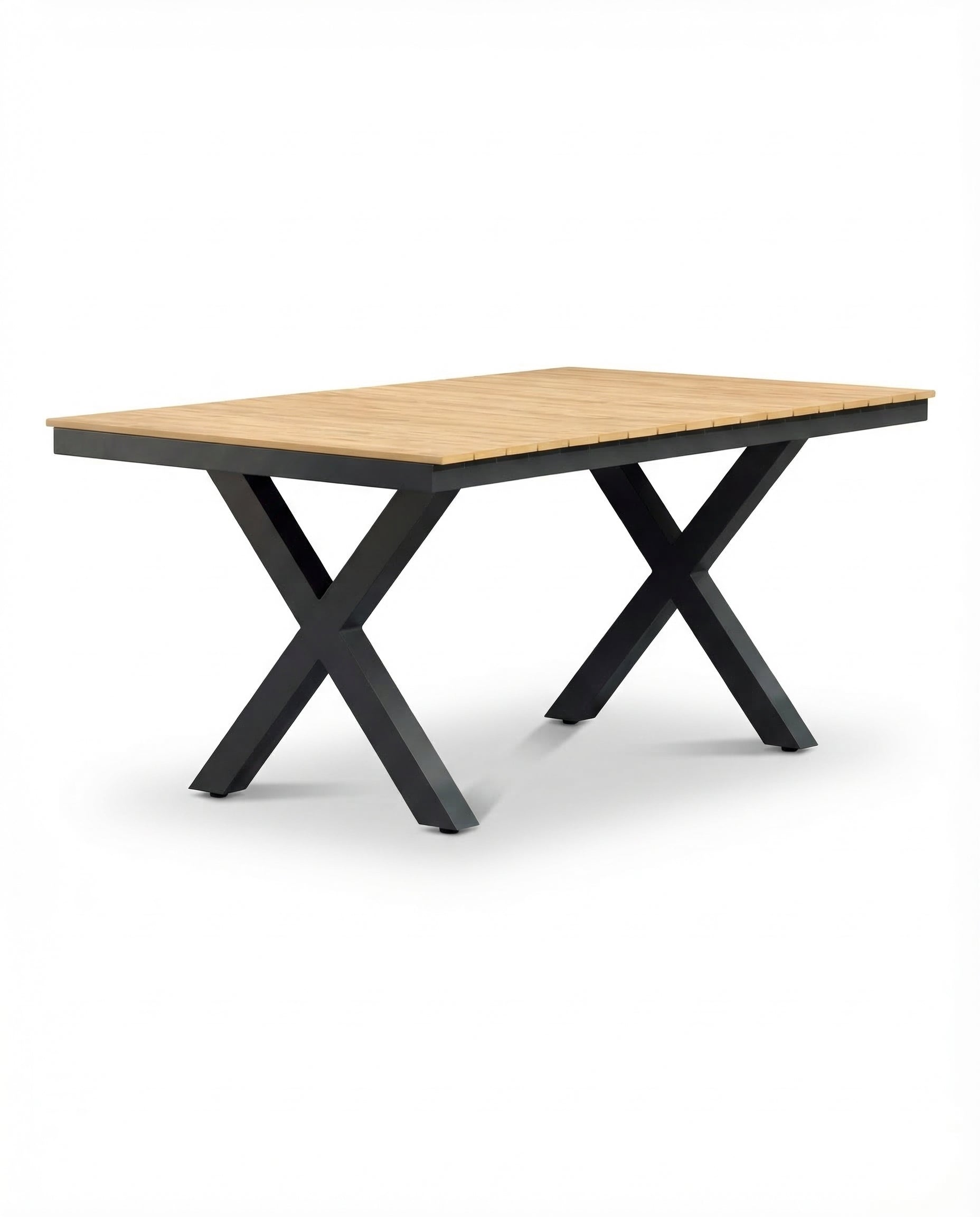 Nice Natural Wood Outdoor Dining Table With Cross Legs